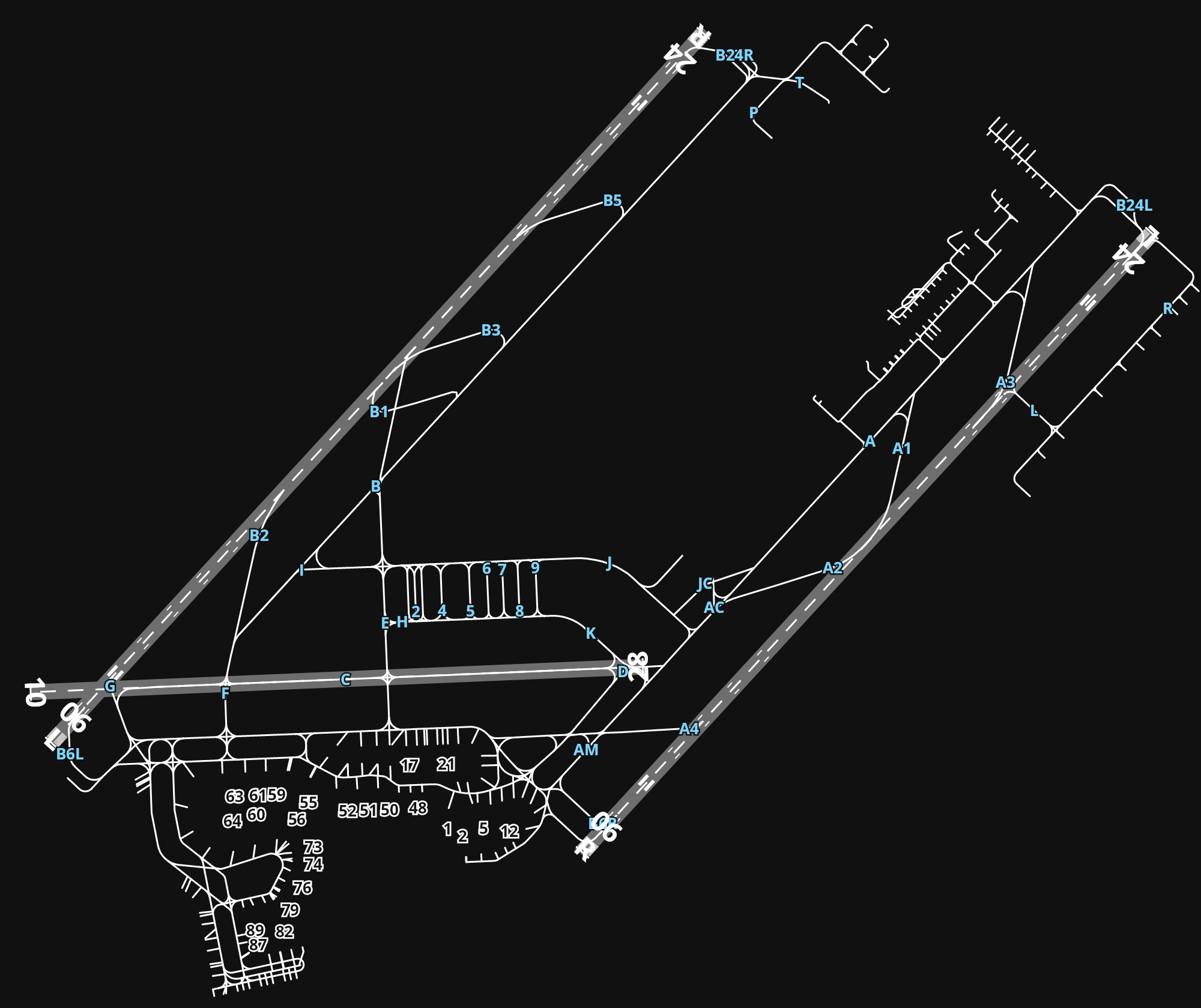 CYUL Montreal / Pierre Elliott Trudeau International Airport airport diagram — runways, taxiways and parking stands