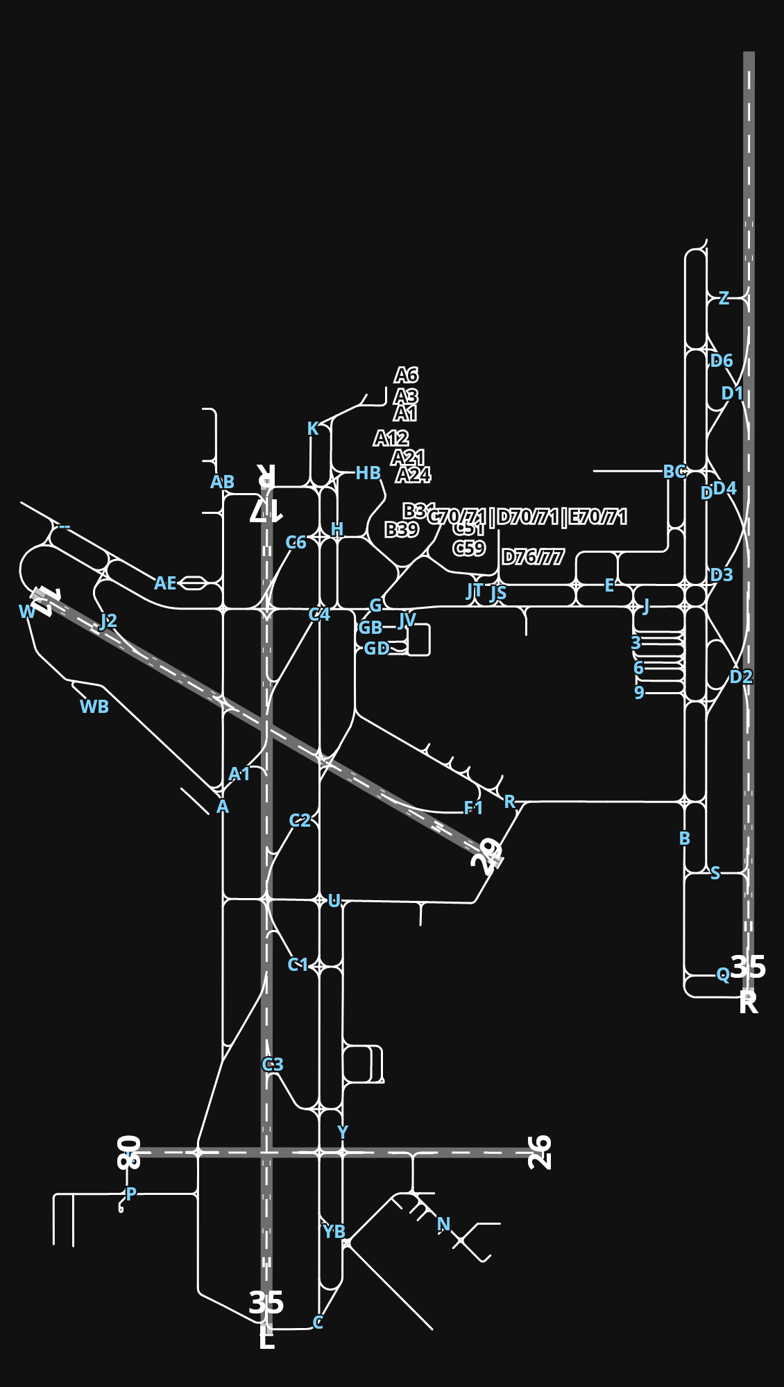CYYC Calgary International Airport airport diagram — runways, taxiways and parking stands
