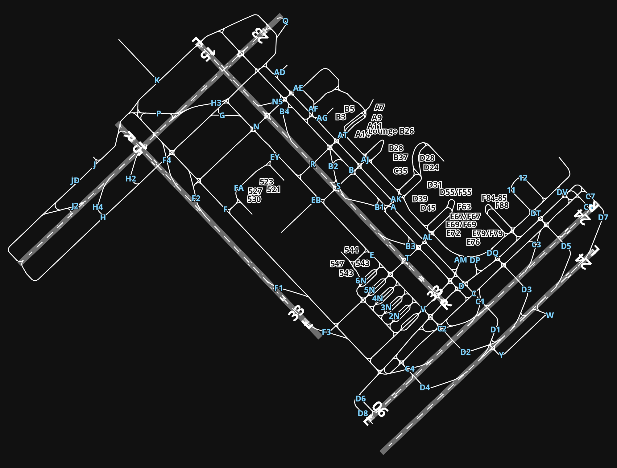 CYYZ Toronto Lester B. Pearson International Airport airport diagram — runways, taxiways and parking stands