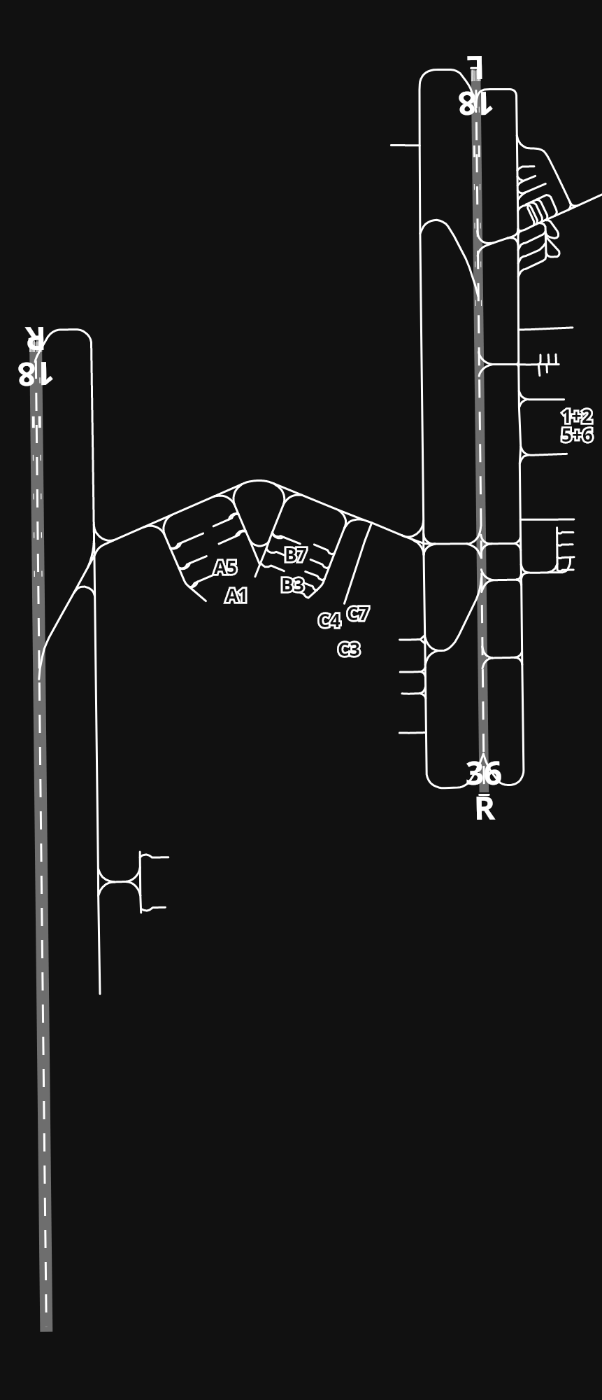 DNMM Murtala Muhammed International Airport airport diagram — runways, taxiways and parking stands