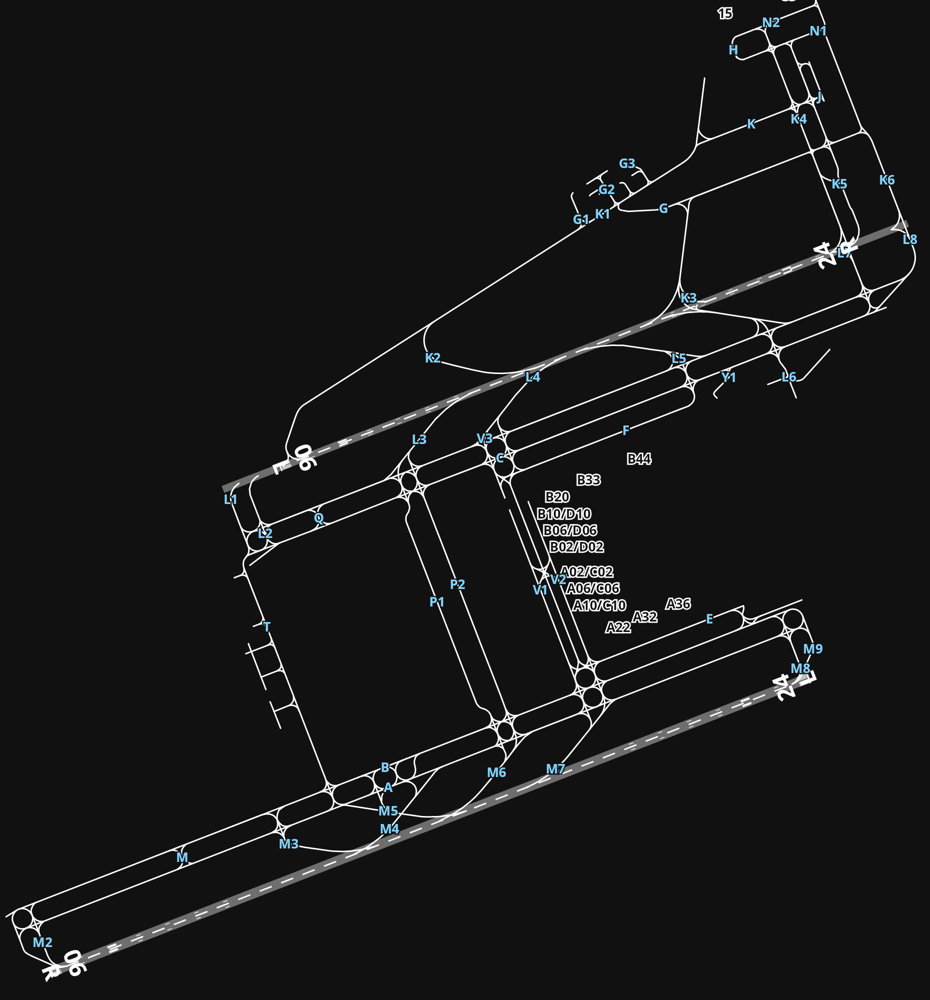 EDDB Berlin Brandenburg Airport airport diagram — runways, taxiways and parking stands