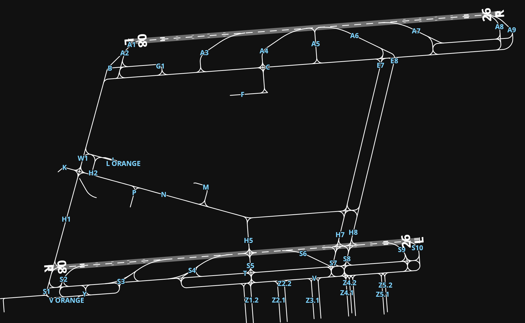 EDDP Leipzig/Halle Airport airport diagram — runways, taxiways and parking stands