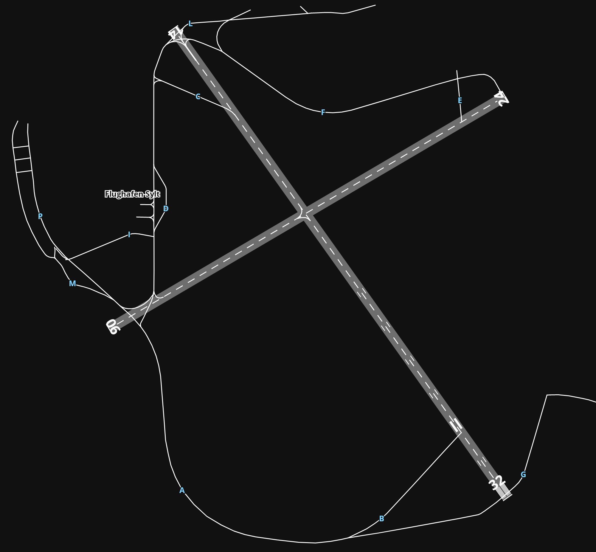 EDXW Westerland Sylt Airport airport diagram — runways, taxiways and parking stands