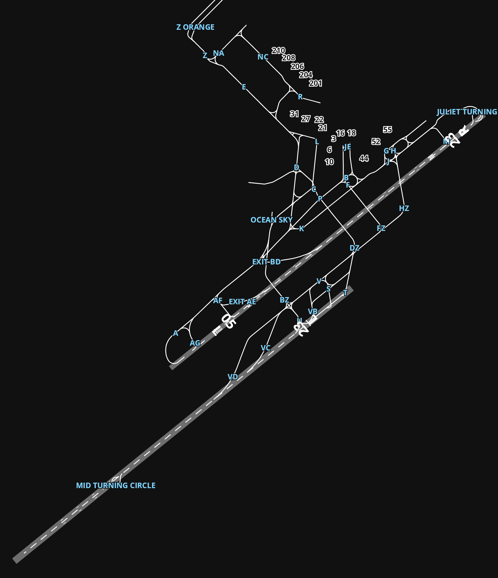 EGCC Manchester Airport airport diagram — runways, taxiways and parking stands