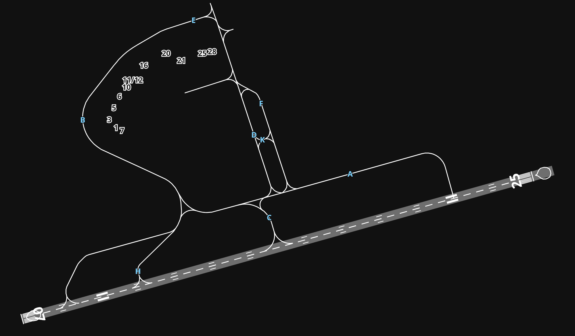 EGGW London Luton Airport airport diagram — runways, taxiways and parking stands