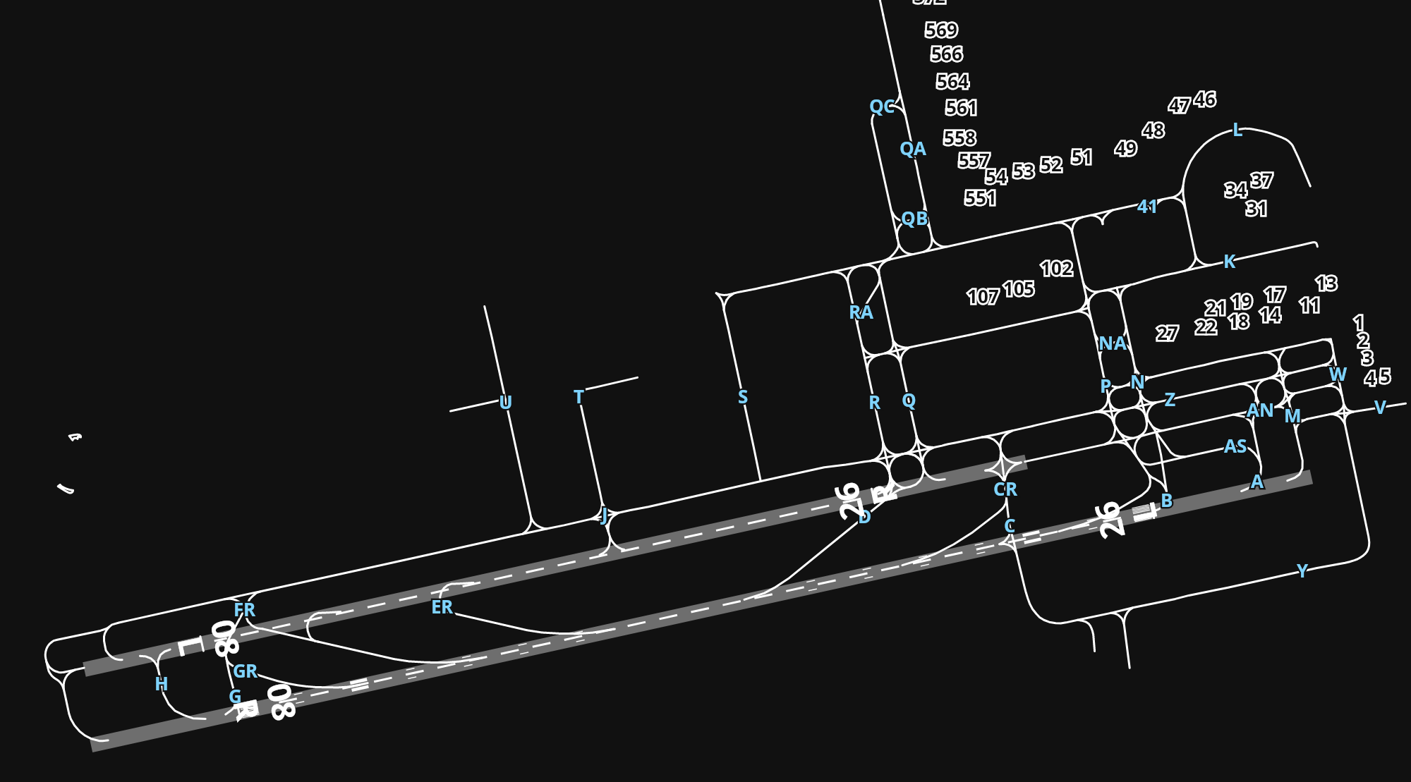 EGKK London Gatwick Airport airport diagram — runways, taxiways and parking stands