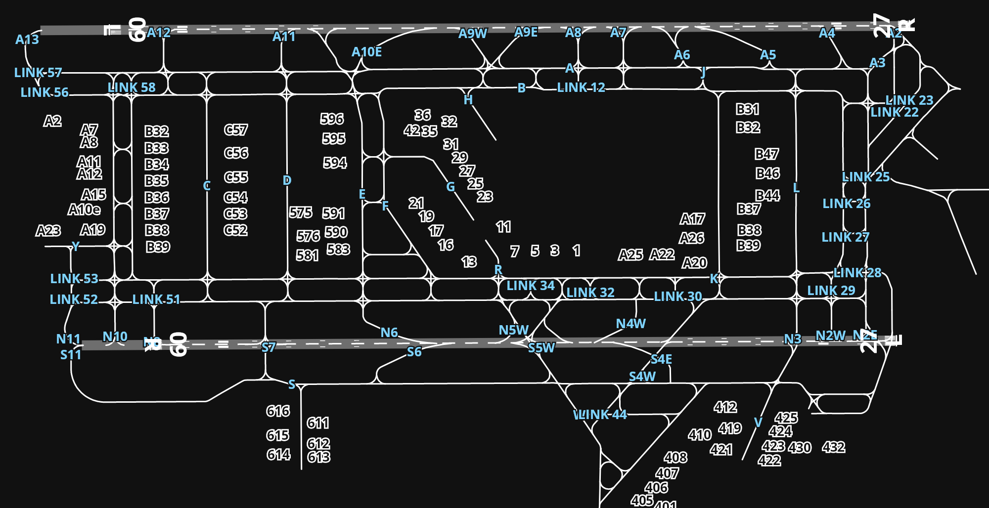 EGLL London Heathrow Airport airport diagram — runways, taxiways and parking stands