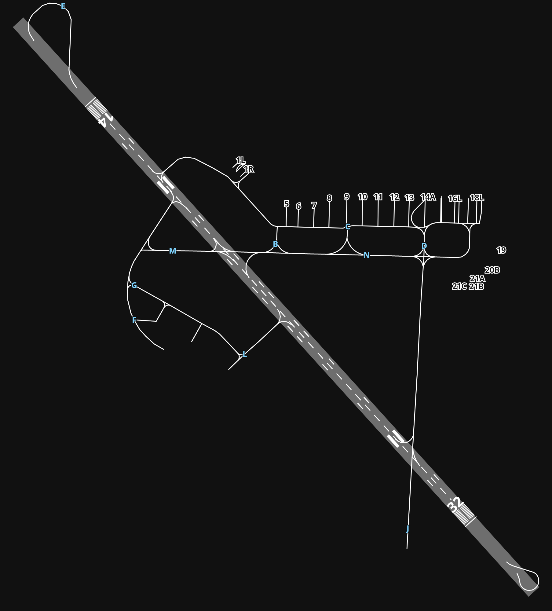 EGNM Leeds Bradford Airport airport diagram — runways, taxiways and parking stands