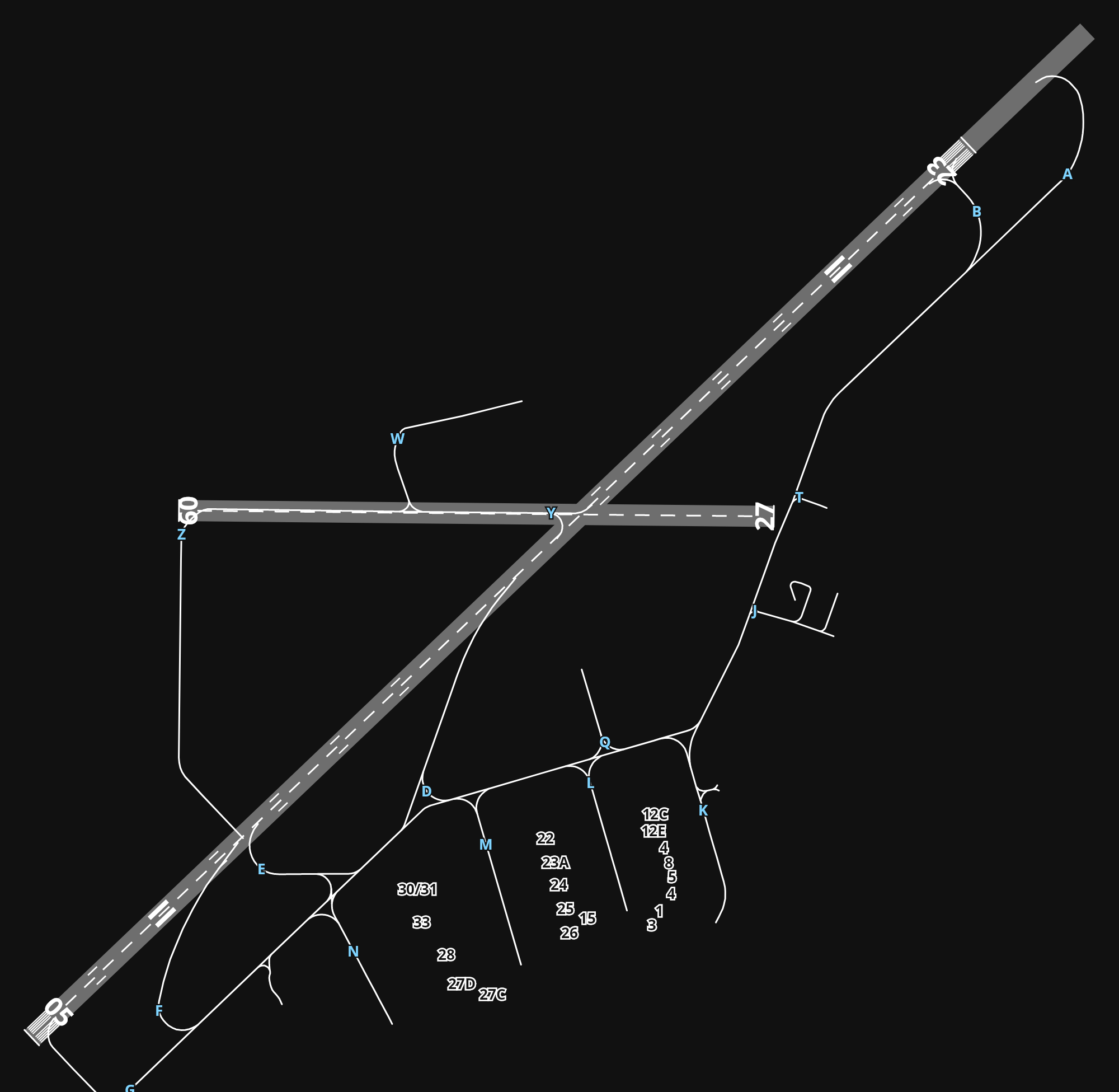 EGPF Glasgow International Airport airport diagram — runways, taxiways and parking stands