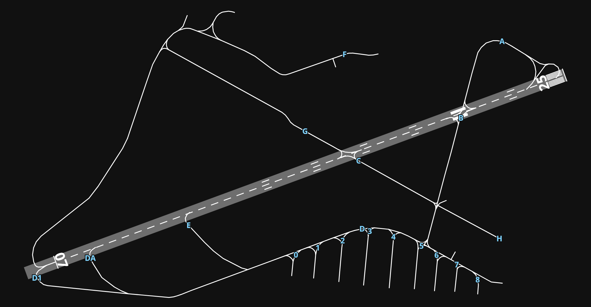 EGWU Northolt AB airport diagram — runways, taxiways and parking stands