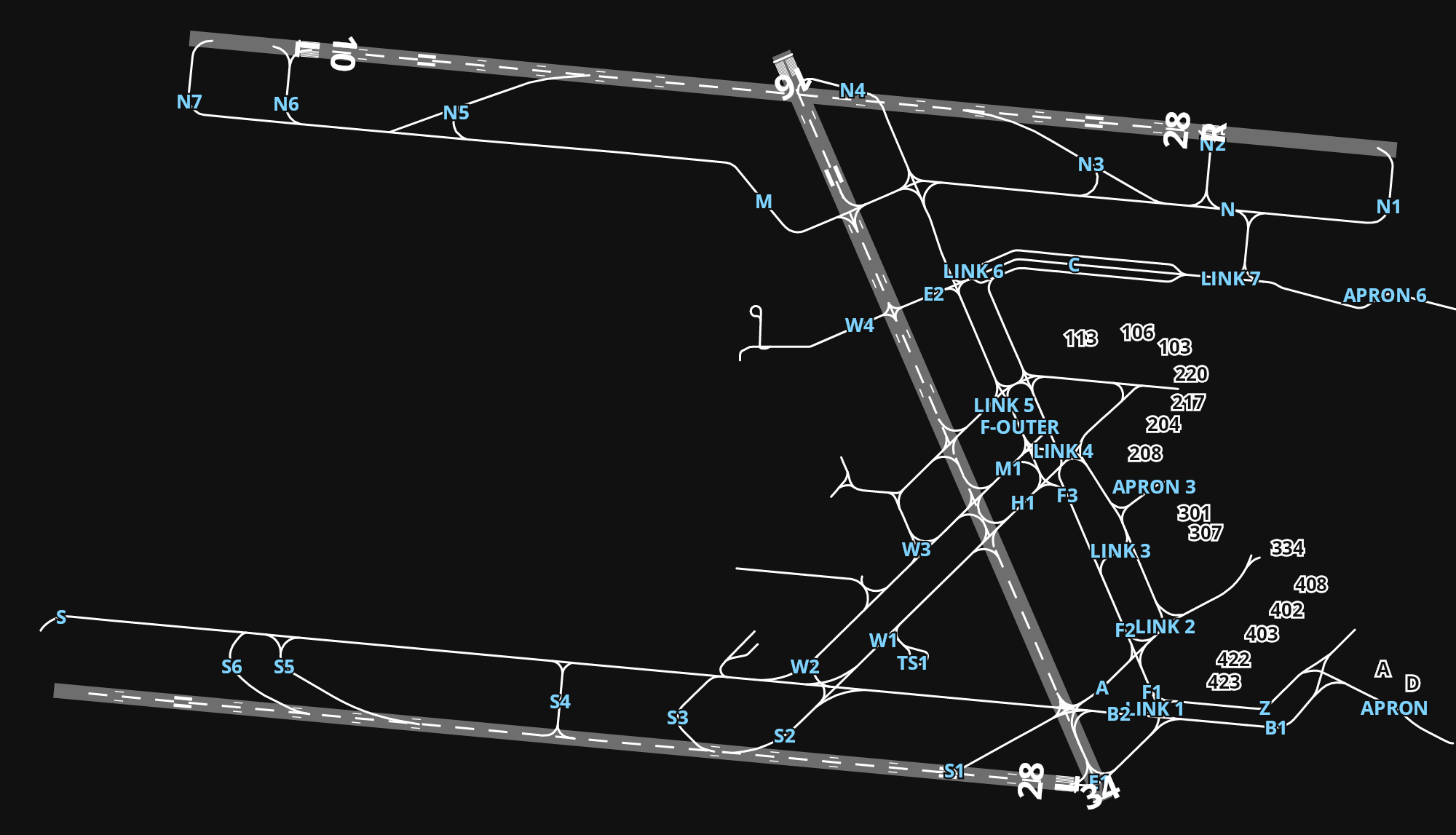 EIDW Dublin Airport airport diagram — runways, taxiways and parking stands