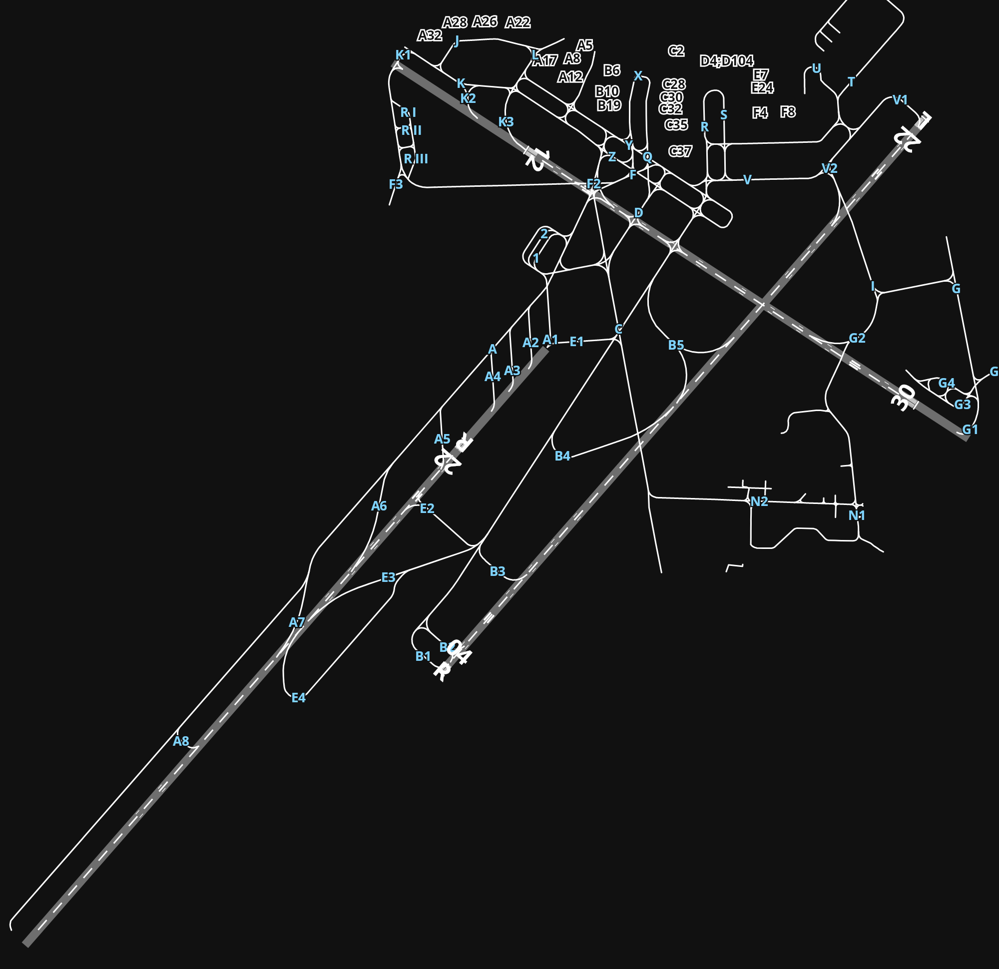 EKCH Copenhagen Kastrup Airport airport diagram — runways, taxiways and parking stands