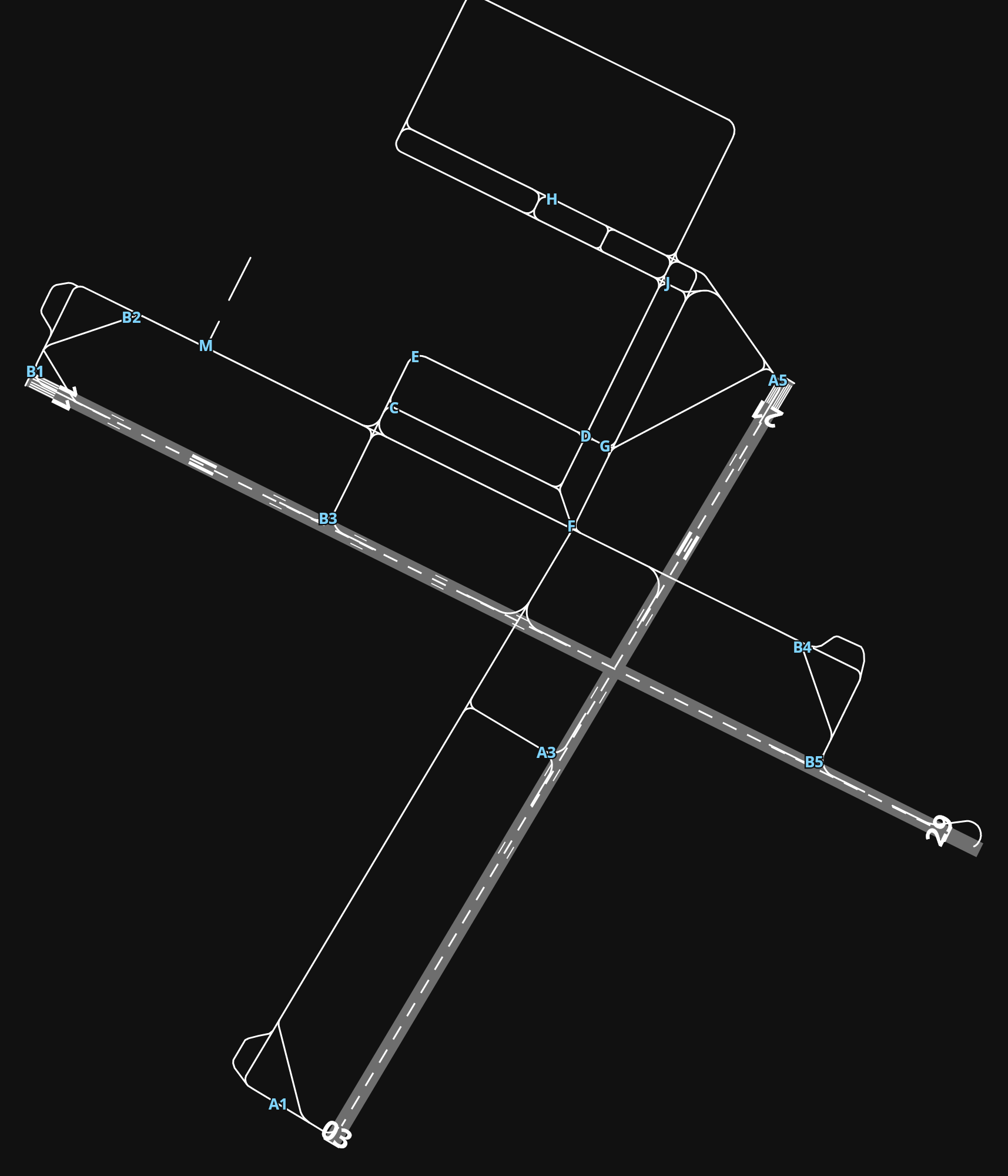 EKRK Copenhagen Roskilde Airport airport diagram — runways, taxiways and parking stands