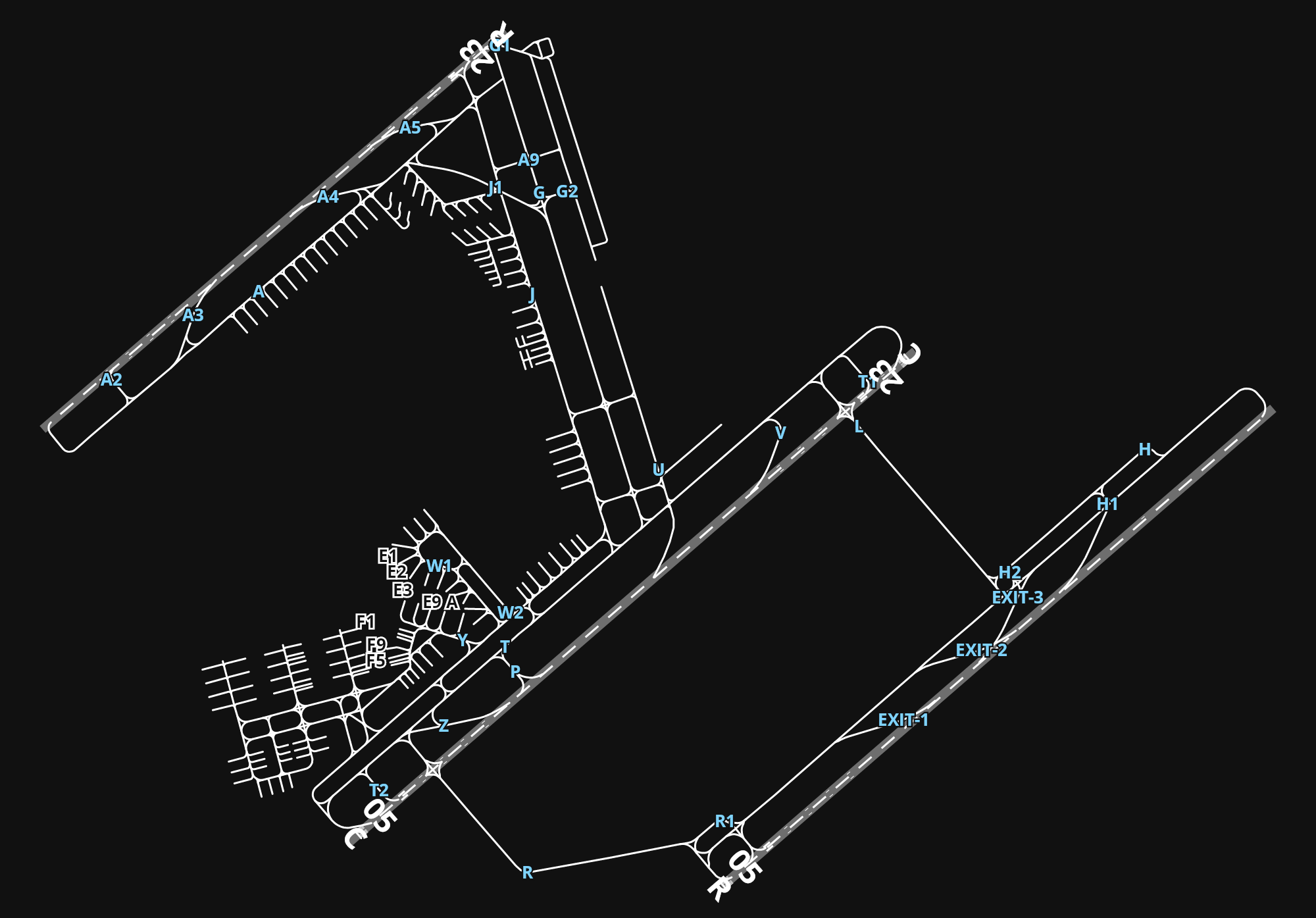 HECA Cairo International Airport airport diagram — runways, taxiways and parking stands