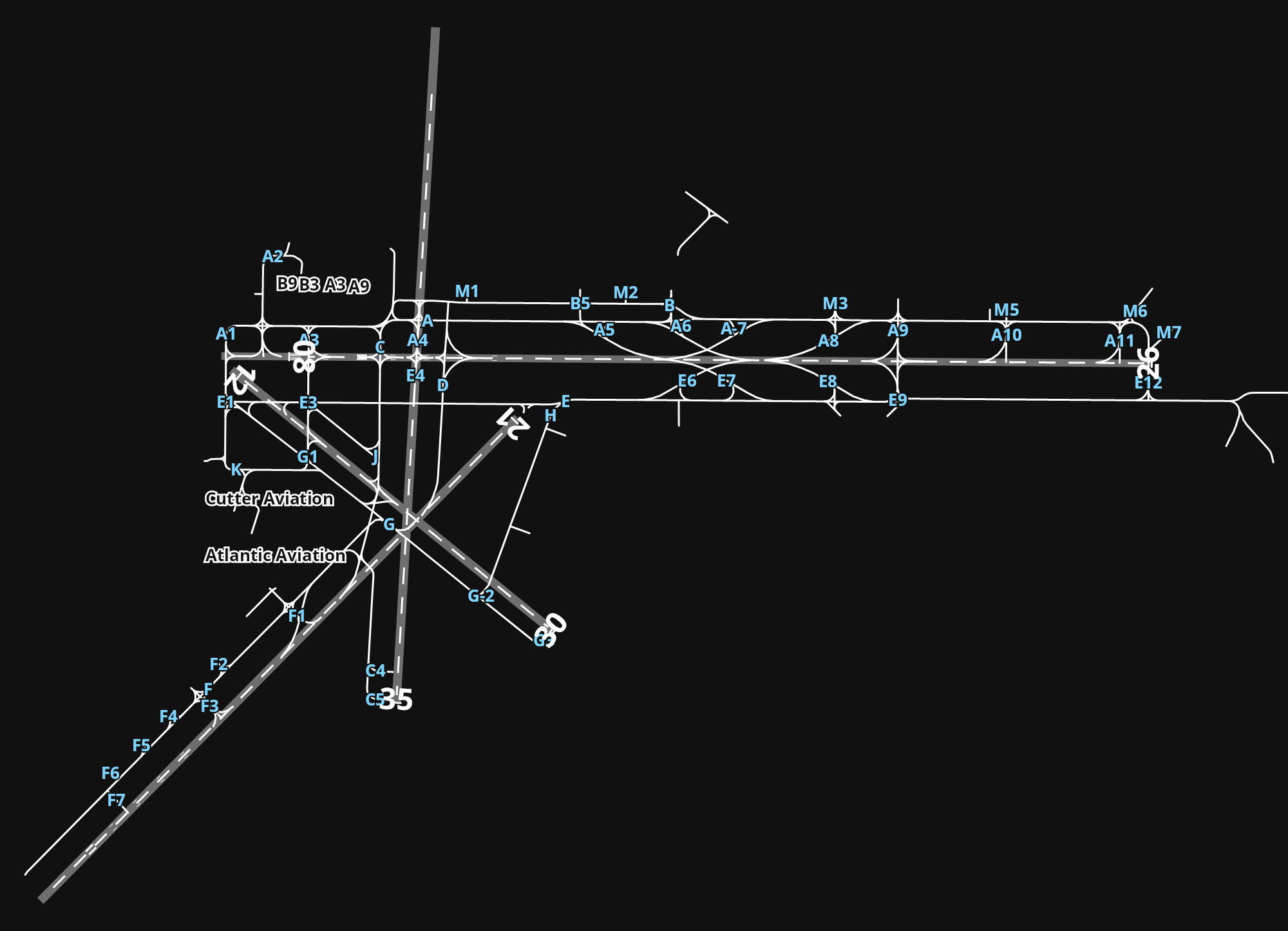 KABQ Albuquerque International Sunport airport diagram — runways, taxiways and parking stands