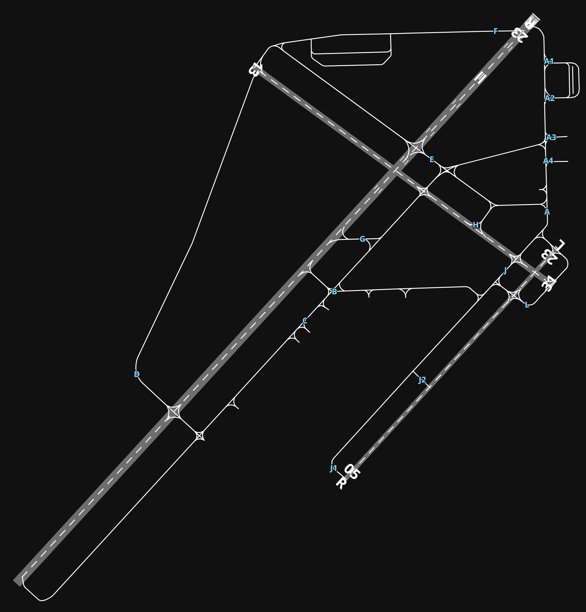 KBTL Battle Creek Executive Airport at Kellogg Field airport diagram — runways, taxiways and parking stands