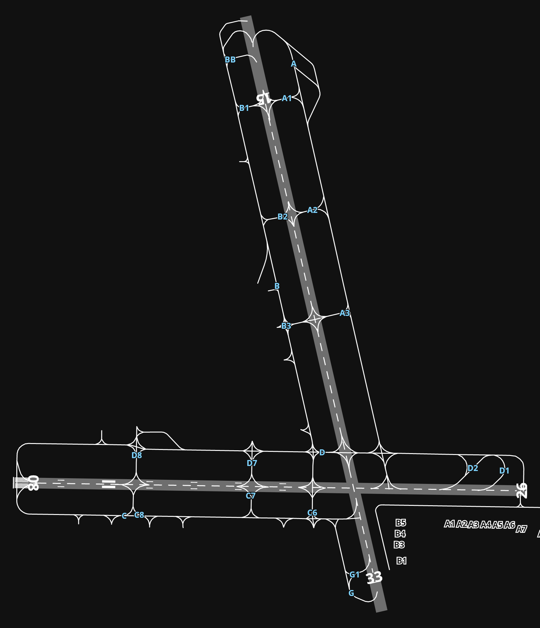 KBUR Hollywood Burbank Airport airport diagram — runways, taxiways and parking stands