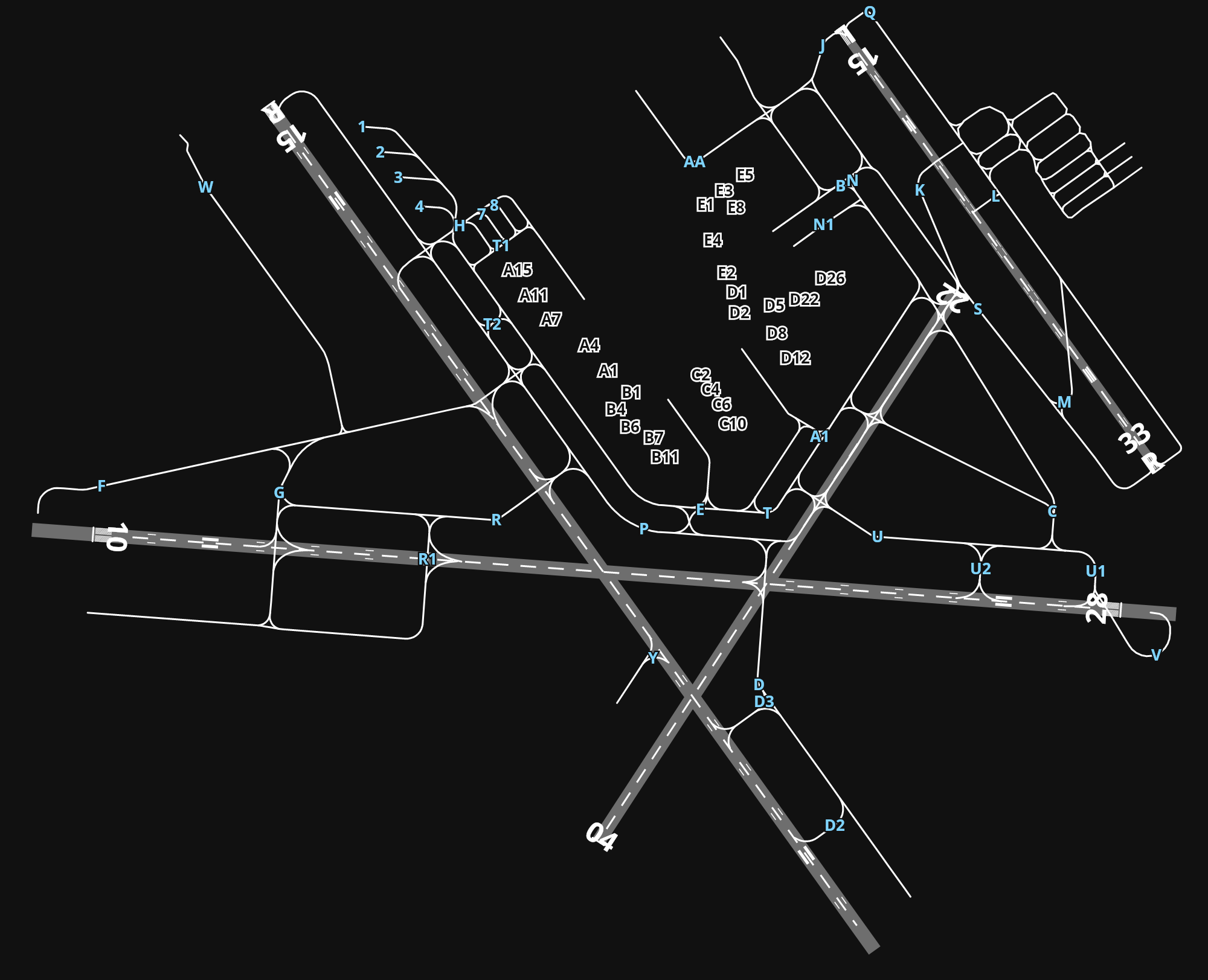 KBWI Baltimore/Washington International Thurgood Marshall Airport airport diagram — runways, taxiways and parking stands