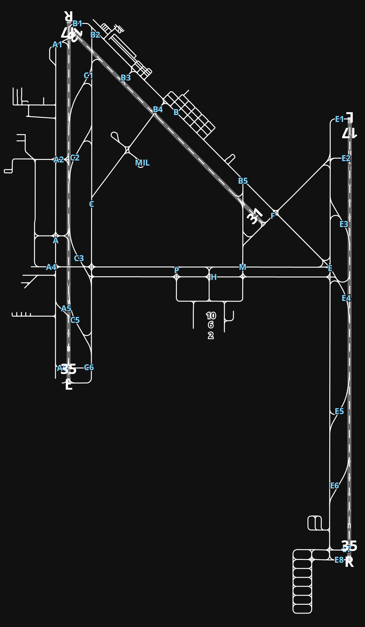 KCOS City of Colorado Springs Municipal Airport airport diagram — runways, taxiways and parking stands