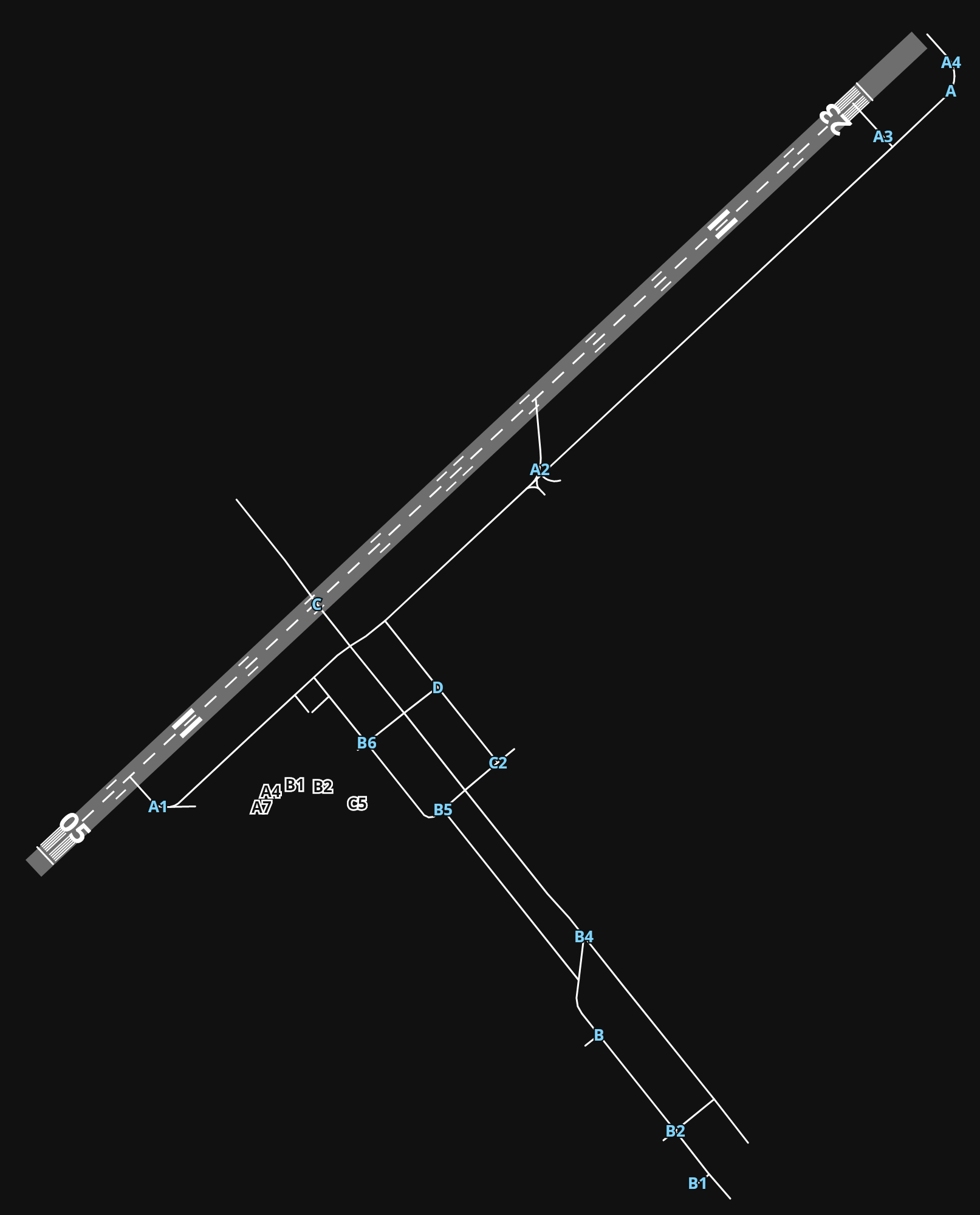 KCRW Yeager Airport airport diagram — runways, taxiways and parking stands