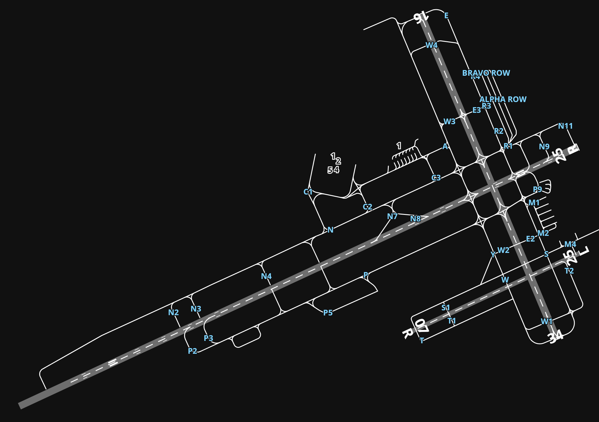 KDAB Daytona Beach International Airport airport diagram — runways, taxiways and parking stands
