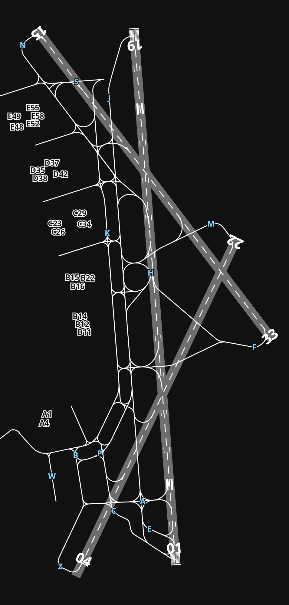 KDCA Ronald Reagan Washington National Airport airport diagram — runways, taxiways and parking stands