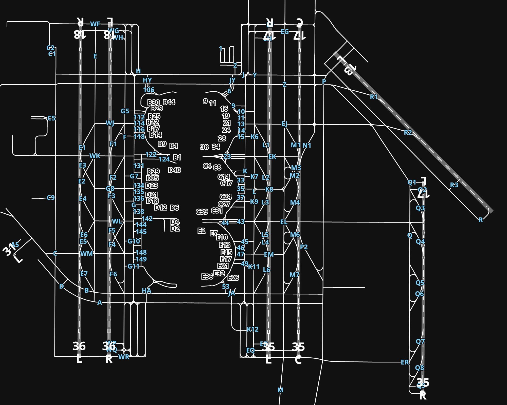 KDFW Dallas Fort Worth International Airport airport diagram — runways, taxiways and parking stands