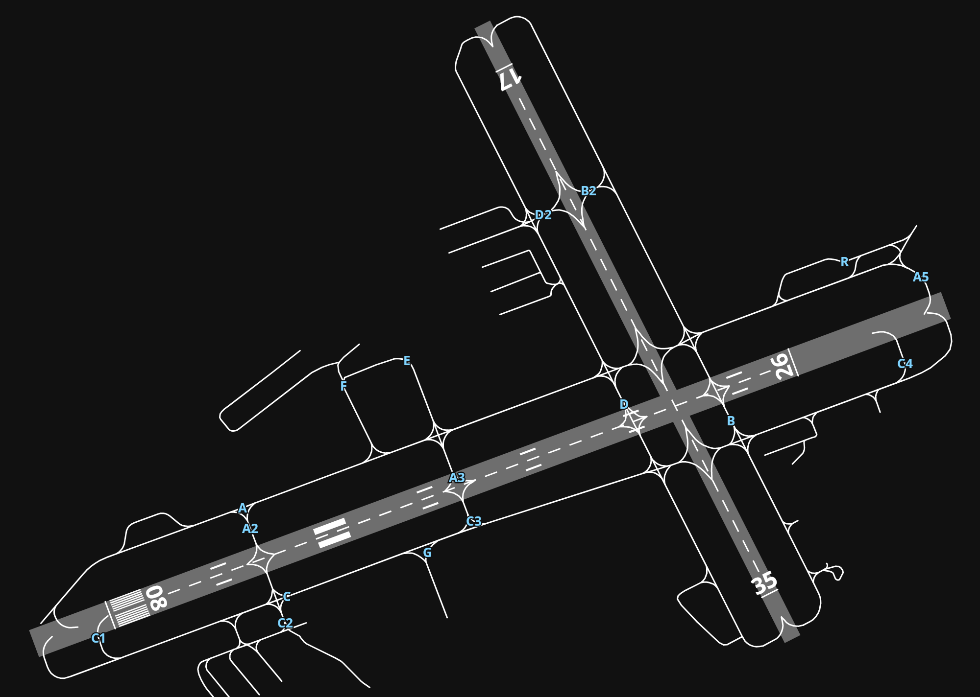 KDXR Danbury Municipal Airport airport diagram — runways, taxiways and parking stands