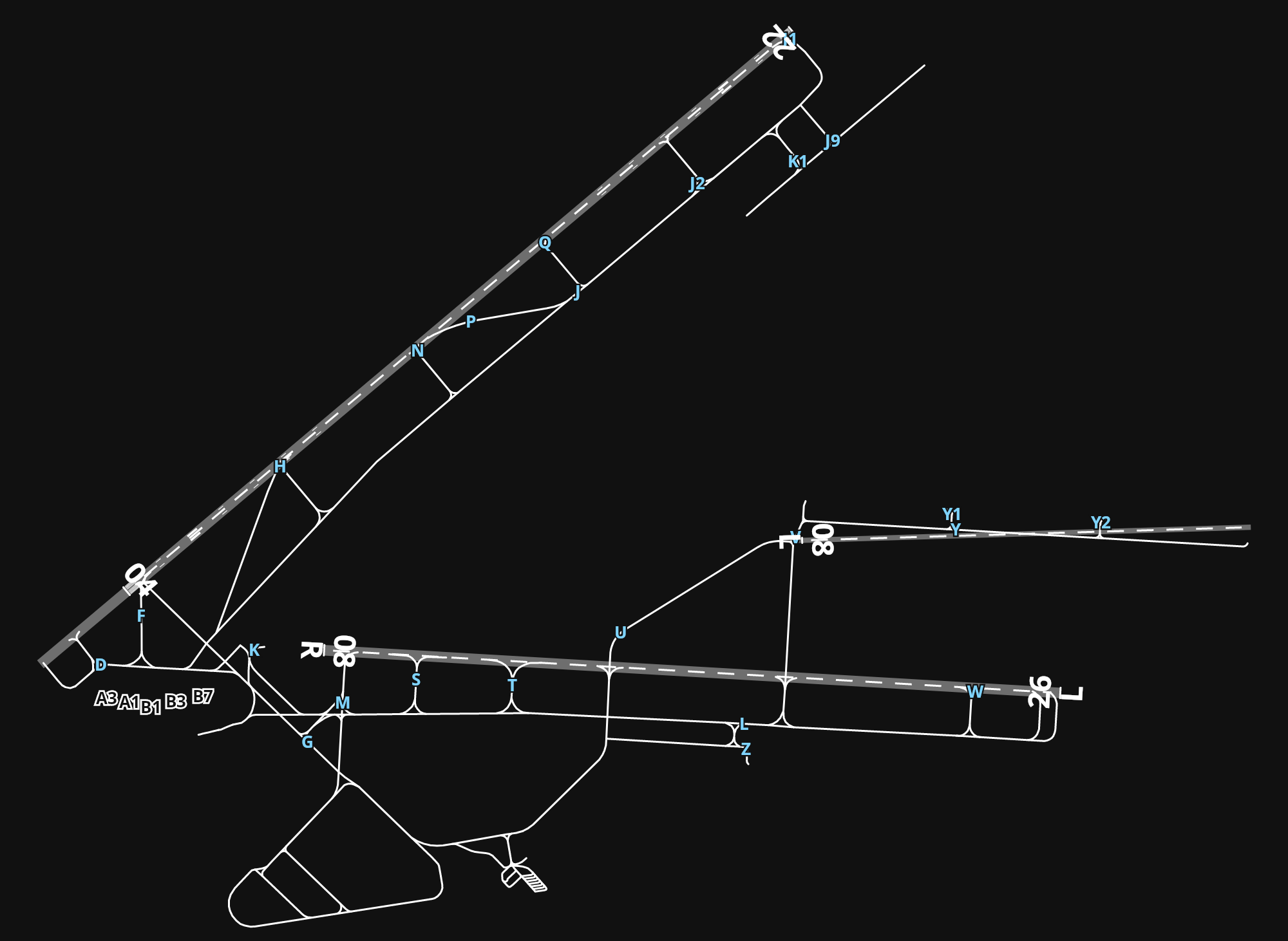 KELP El Paso International Airport airport diagram — runways, taxiways and parking stands
