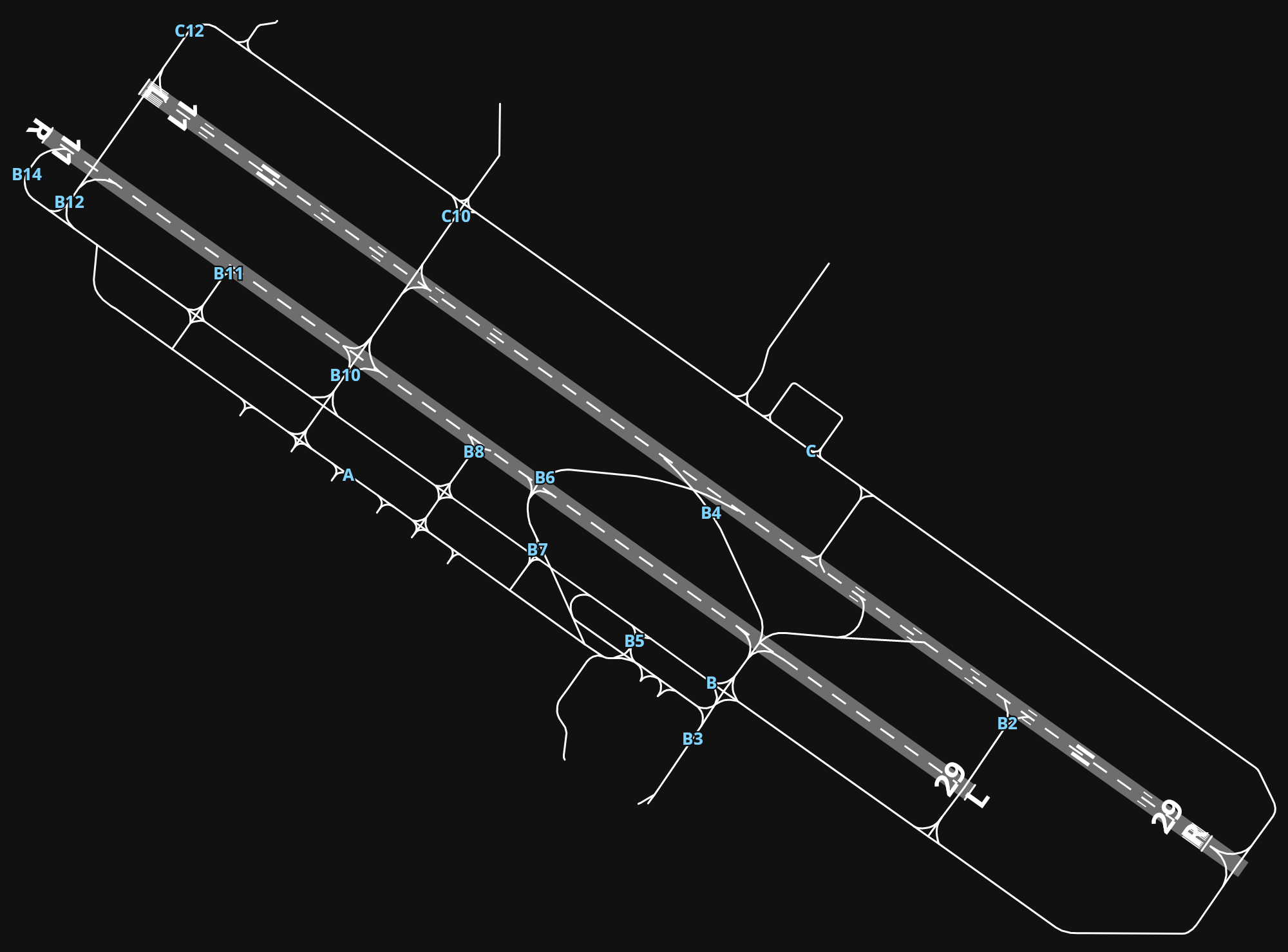 KFAT Fresno Yosemite International Airport airport diagram — runways, taxiways and parking stands