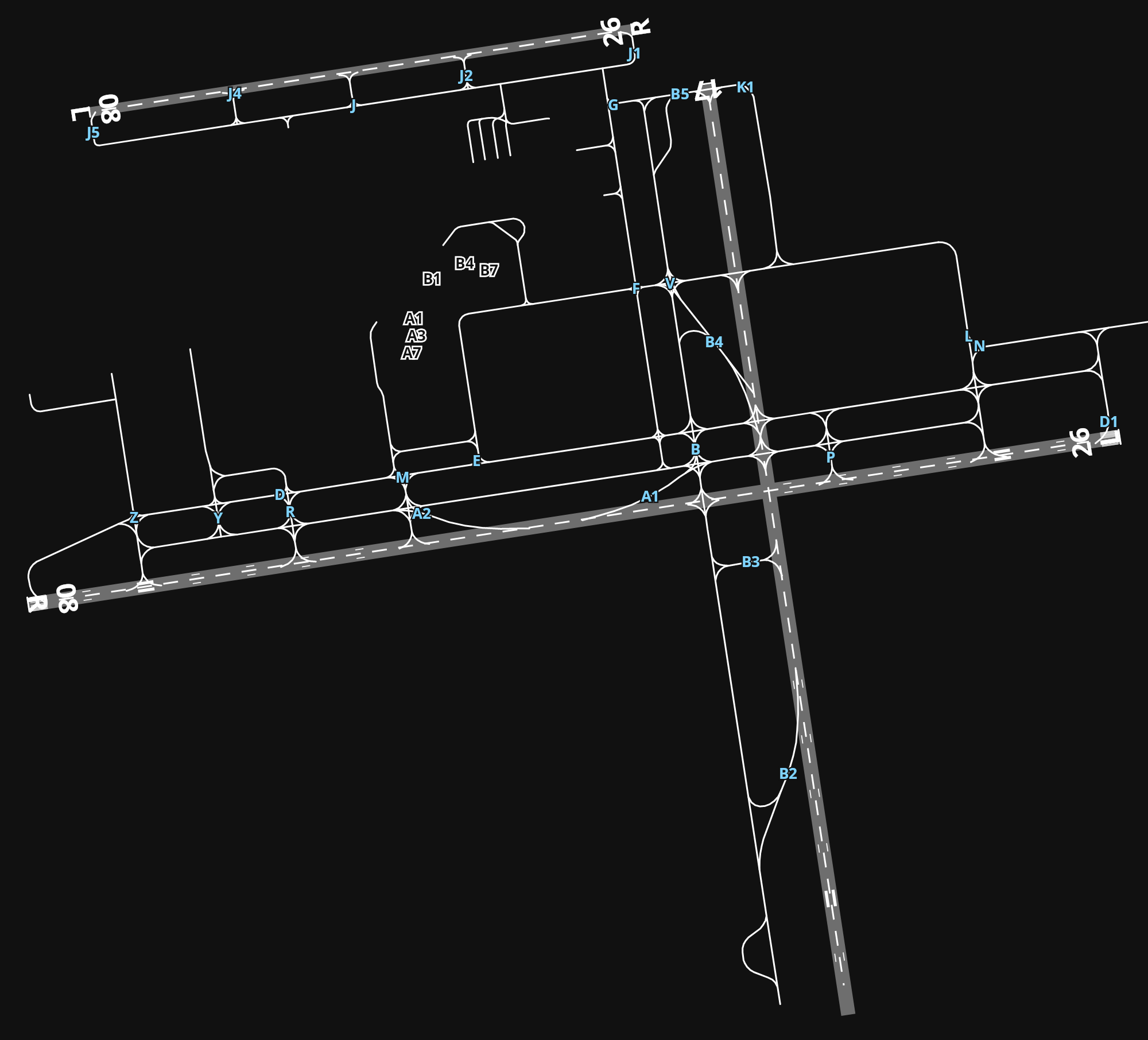 KGRR Gerald R. Ford International Airport airport diagram — runways, taxiways and parking stands