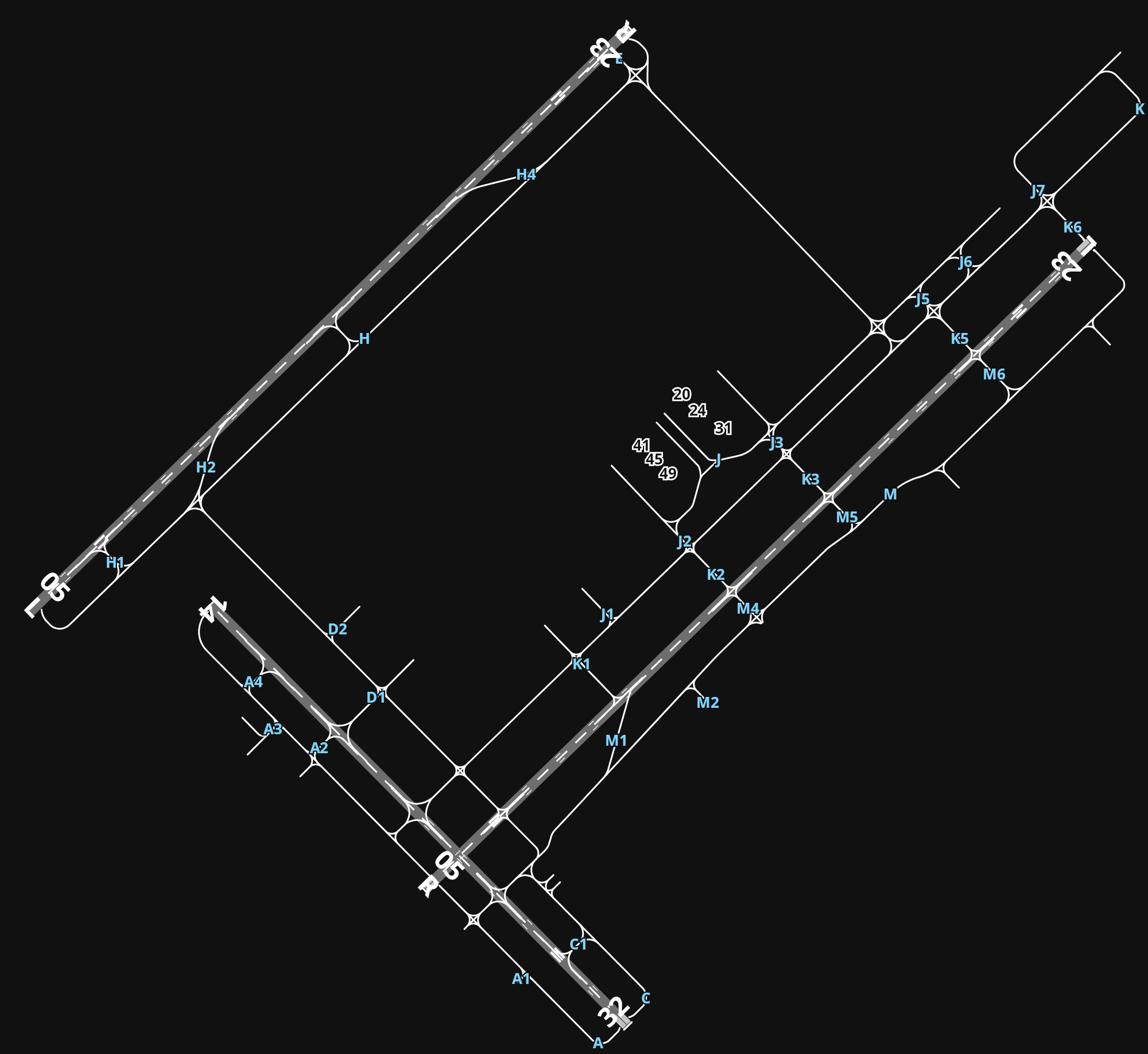 KGSO Piedmont Triad International Airport airport diagram — runways, taxiways and parking stands