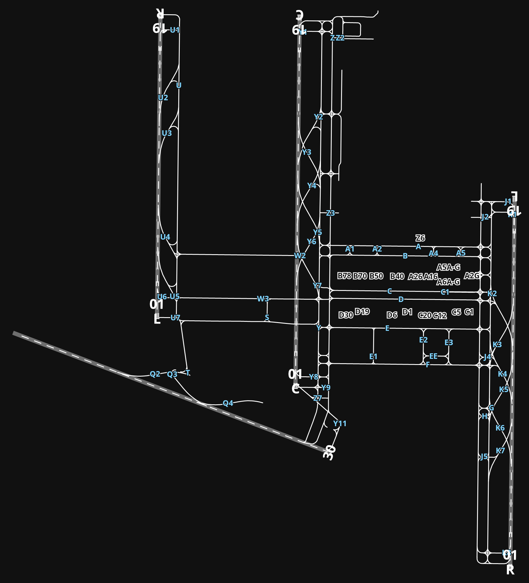 KIAD Washington Dulles International Airport airport diagram — runways, taxiways and parking stands
