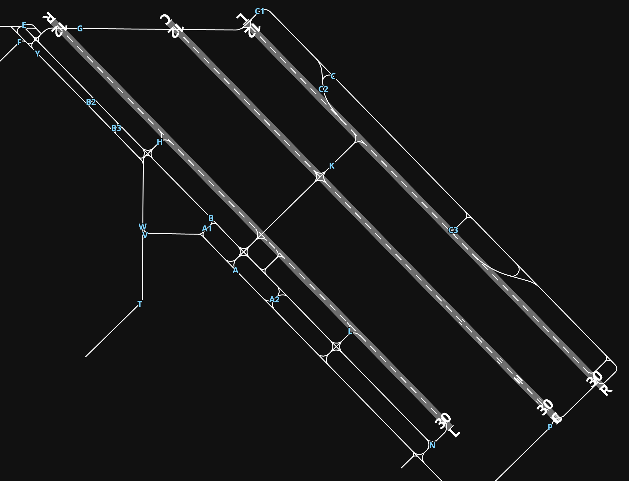KIWA Phoenix–Mesa Gateway Airport airport diagram — runways, taxiways and parking stands