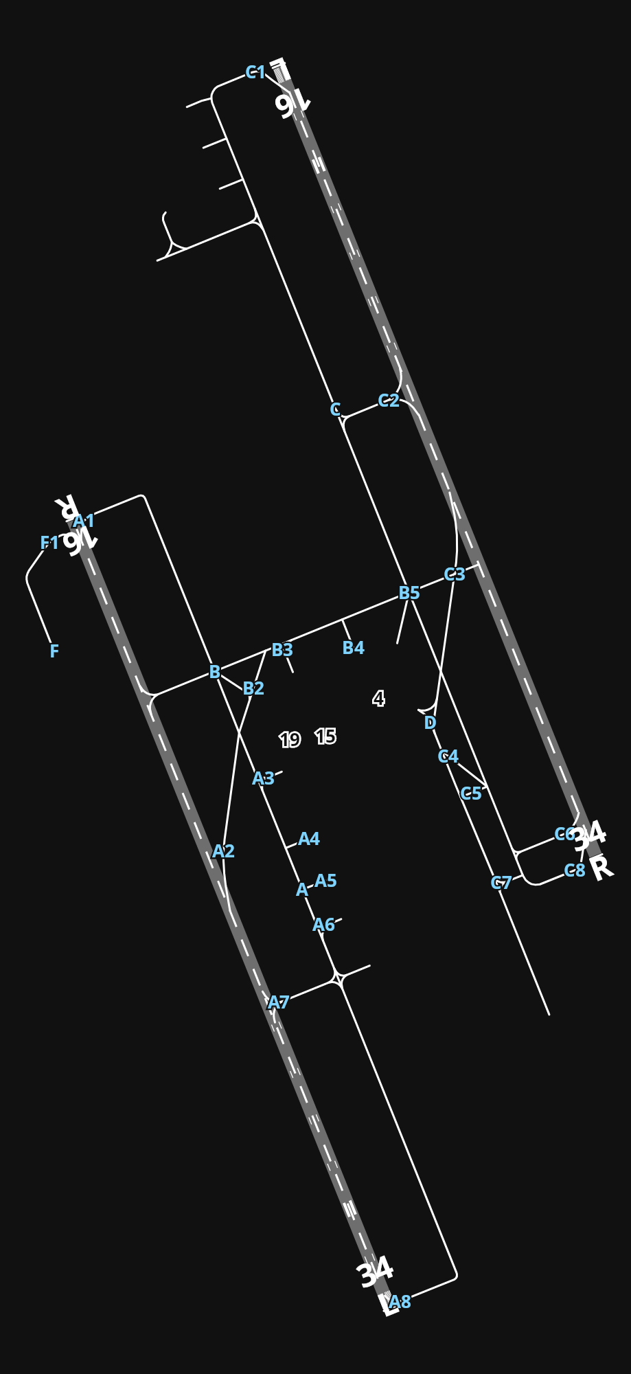 KJAN Jackson-Medgar Wiley Evers International Airport airport diagram — runways, taxiways and parking stands