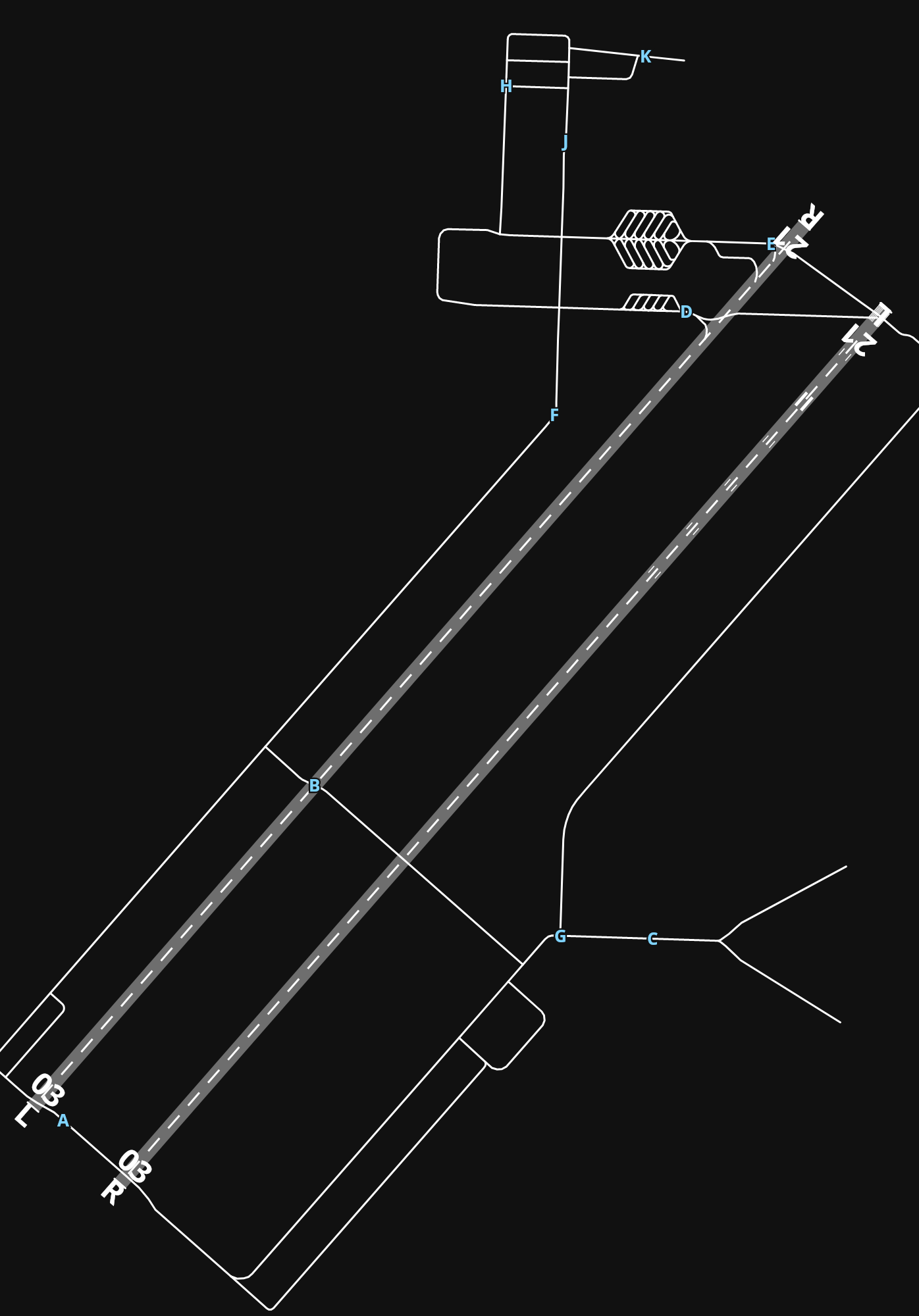KLSV Nellis Air Force Base airport diagram — runways, taxiways and parking stands