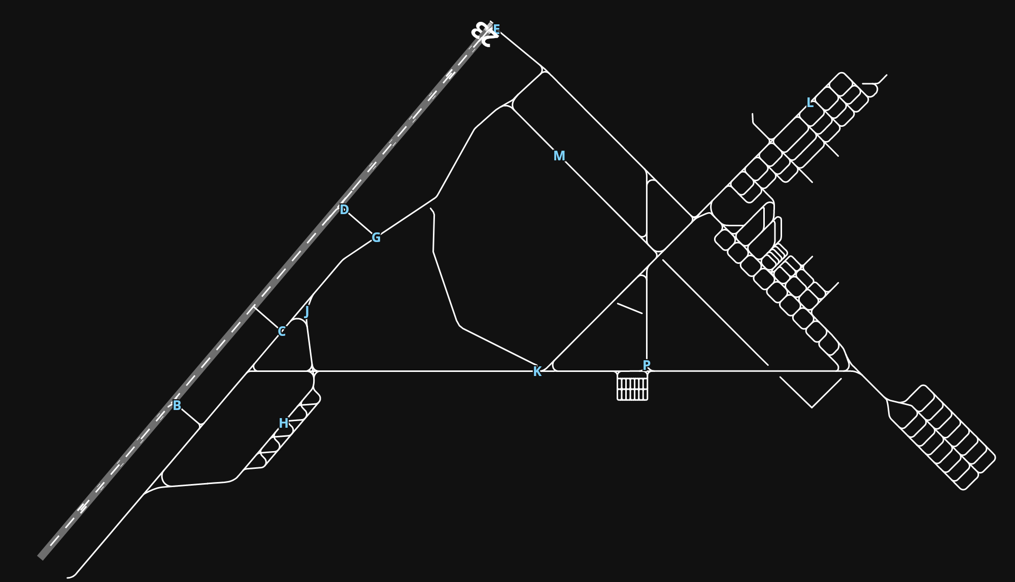 KMCF MacDill Air Force Base airport diagram — runways, taxiways and parking stands