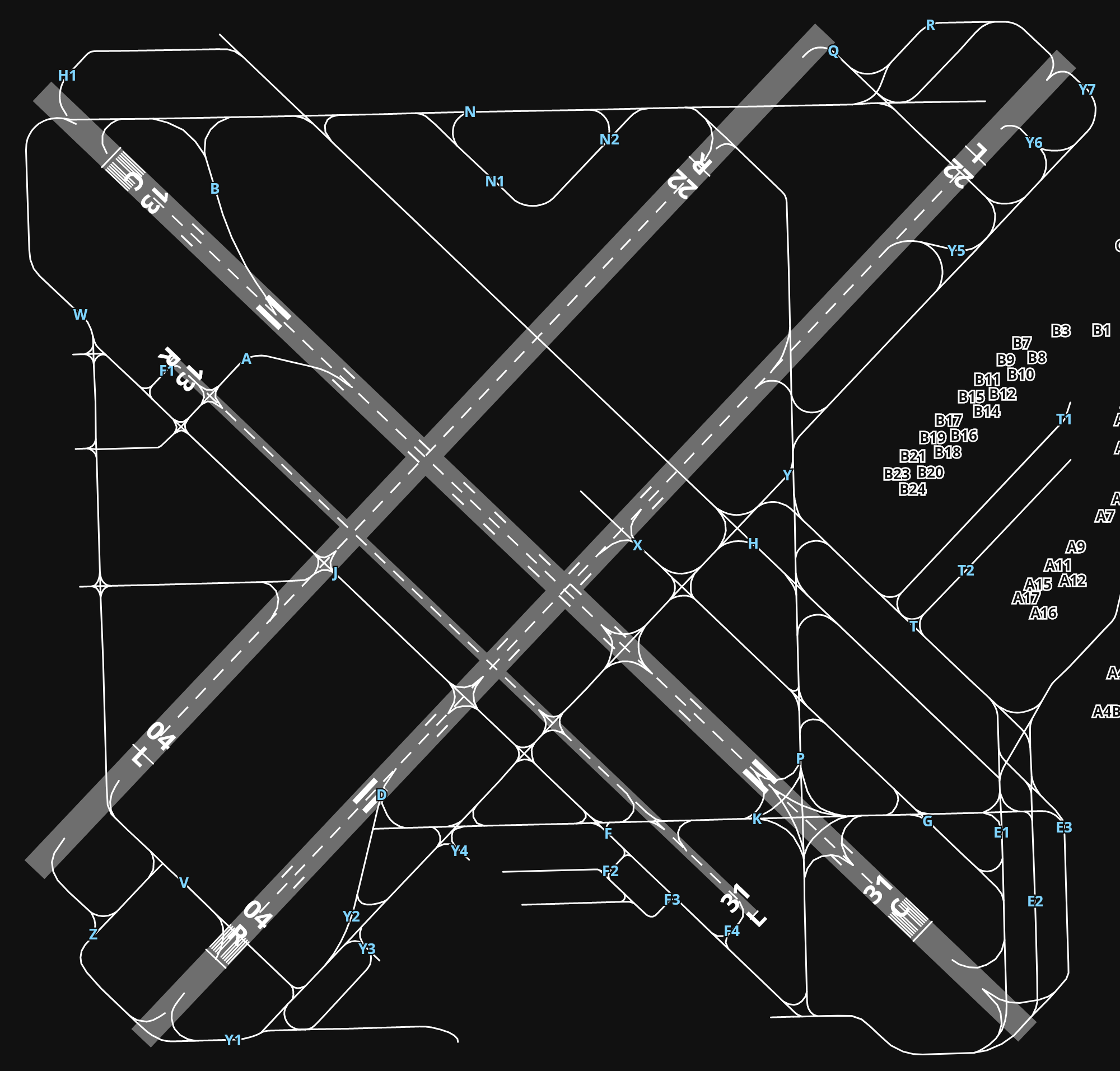 KMDW Chicago Midway International Airport airport diagram — runways, taxiways and parking stands