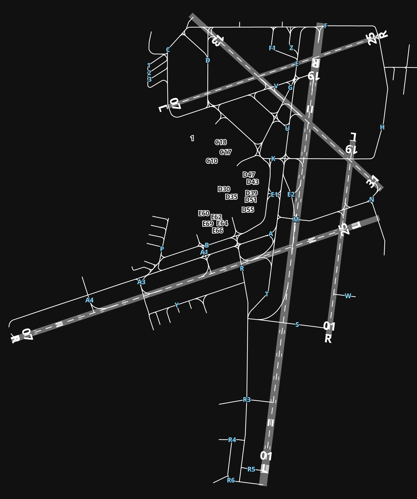 KMKE General Mitchell International Airport airport diagram — runways, taxiways and parking stands