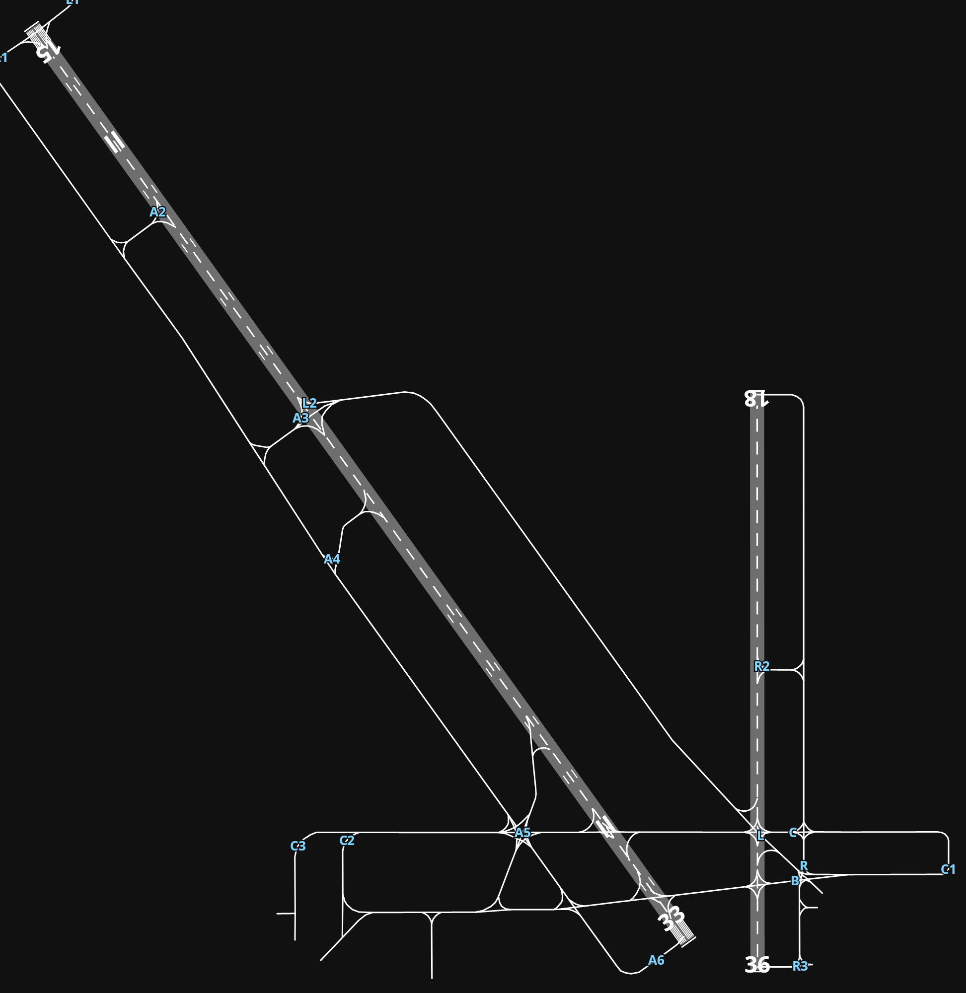KMOB Mobile Regional Airport airport diagram — runways, taxiways and parking stands