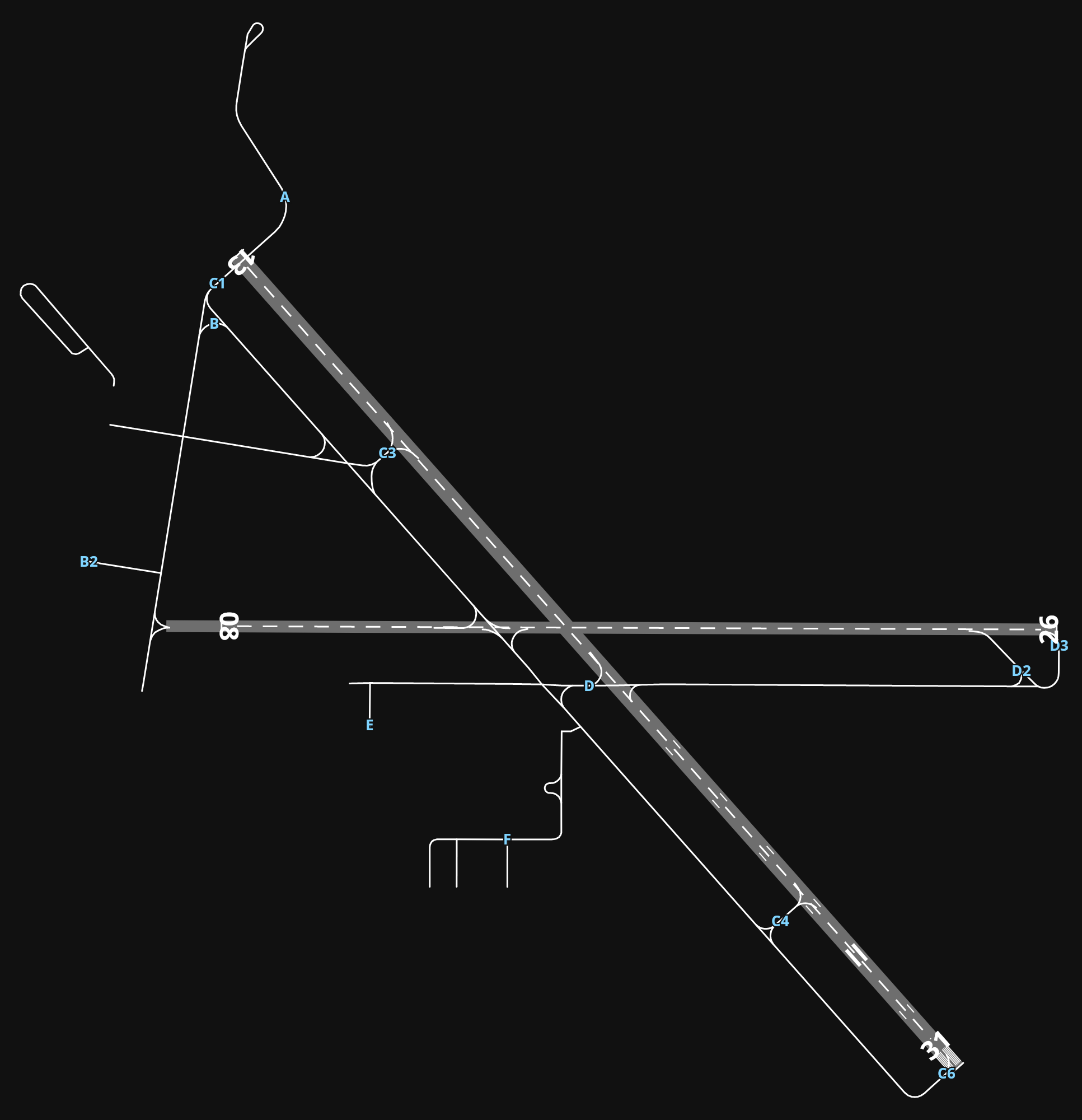 KMOT Minot International Airport airport diagram — runways, taxiways and parking stands