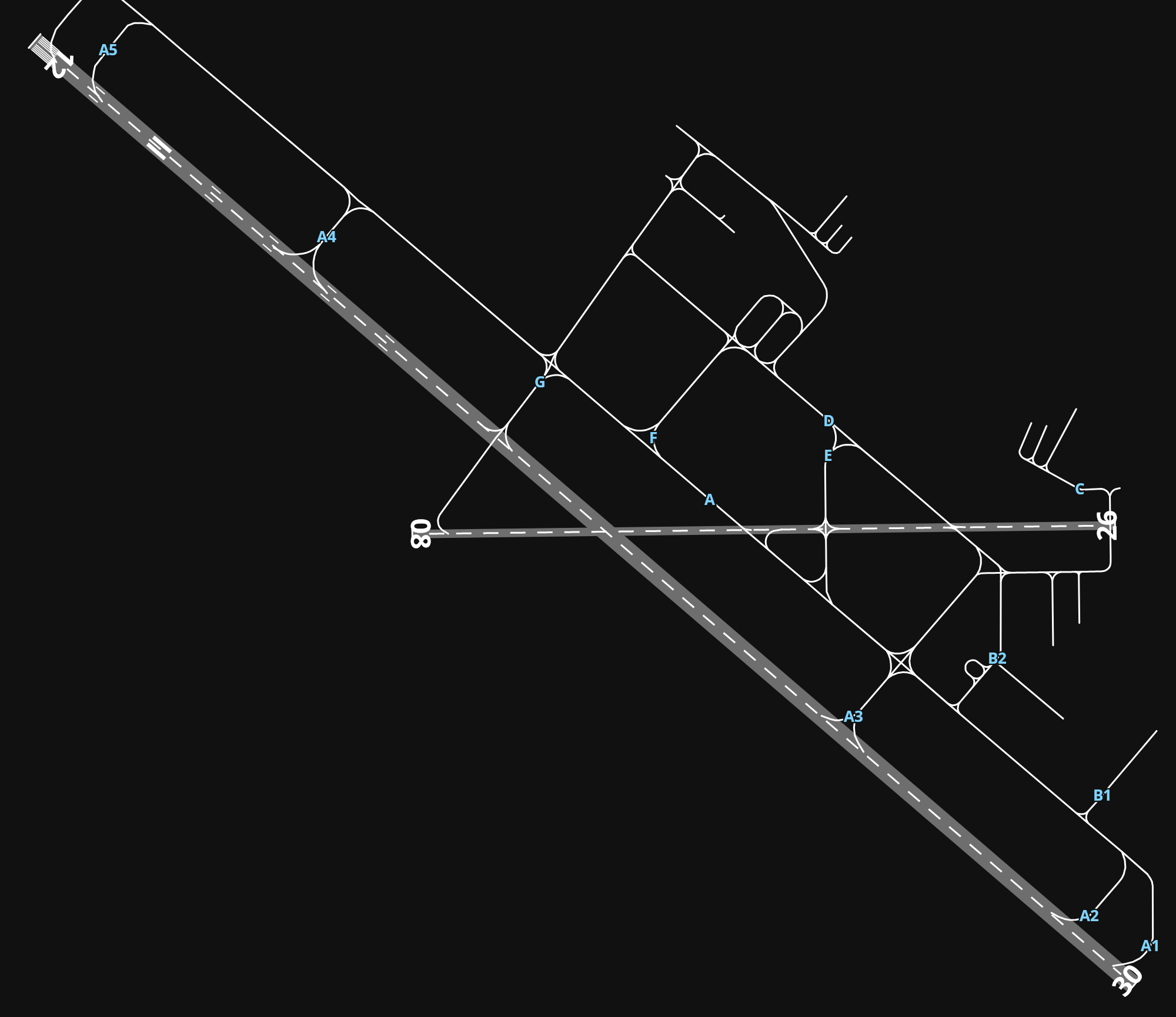 KMSO Missoula International Airport airport diagram — runways, taxiways and parking stands