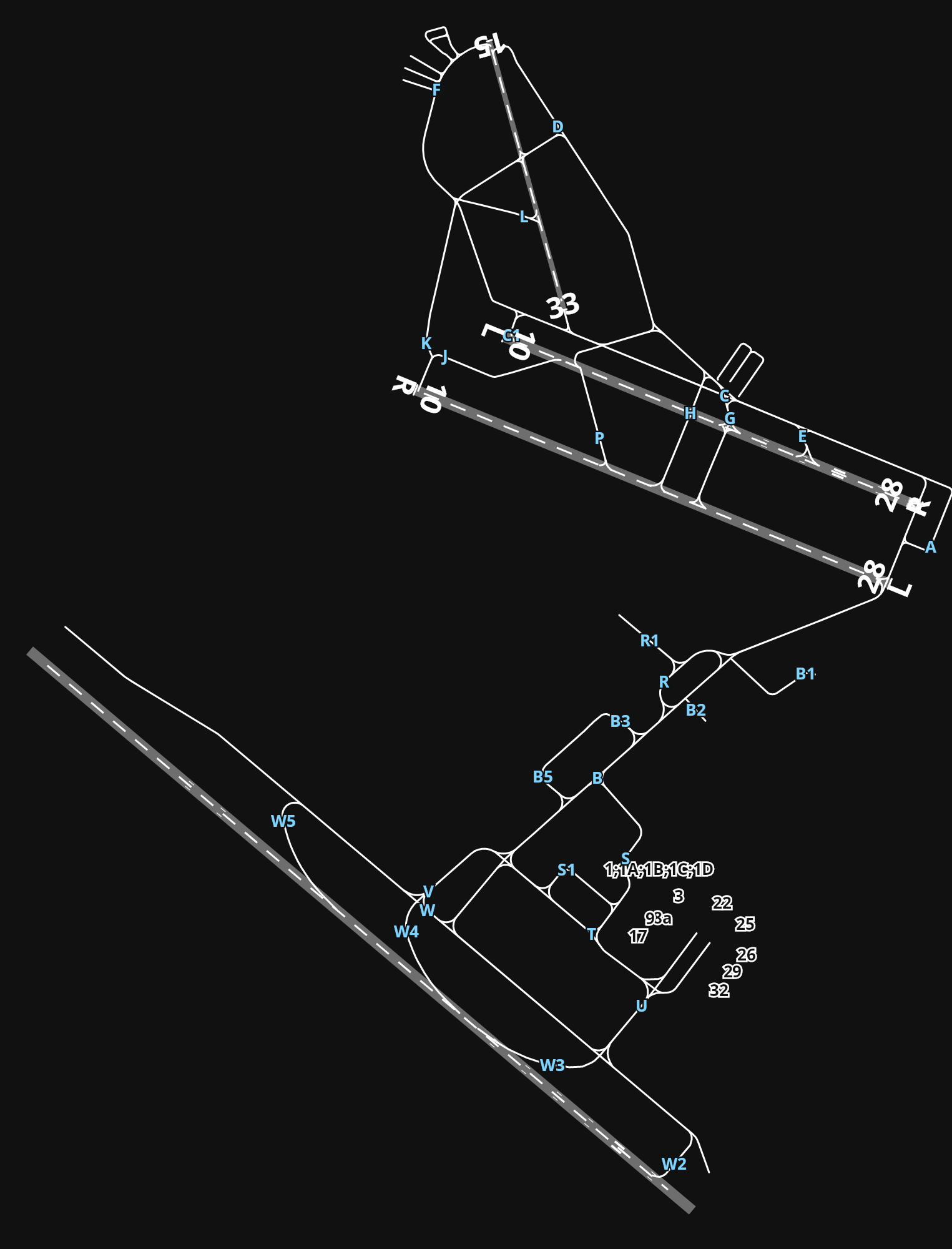 KOAK San Francisco Bay Oakland International Airport airport diagram — runways, taxiways and parking stands