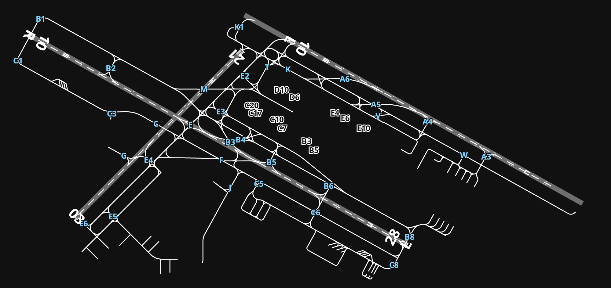 KPDX Portland International Airport airport diagram — runways, taxiways and parking stands