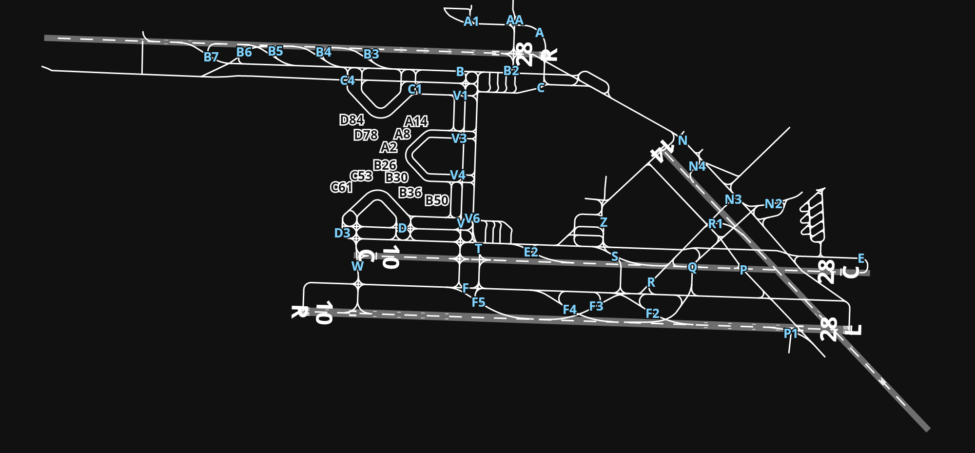 KPIT Pittsburgh International Airport airport diagram — runways, taxiways and parking stands