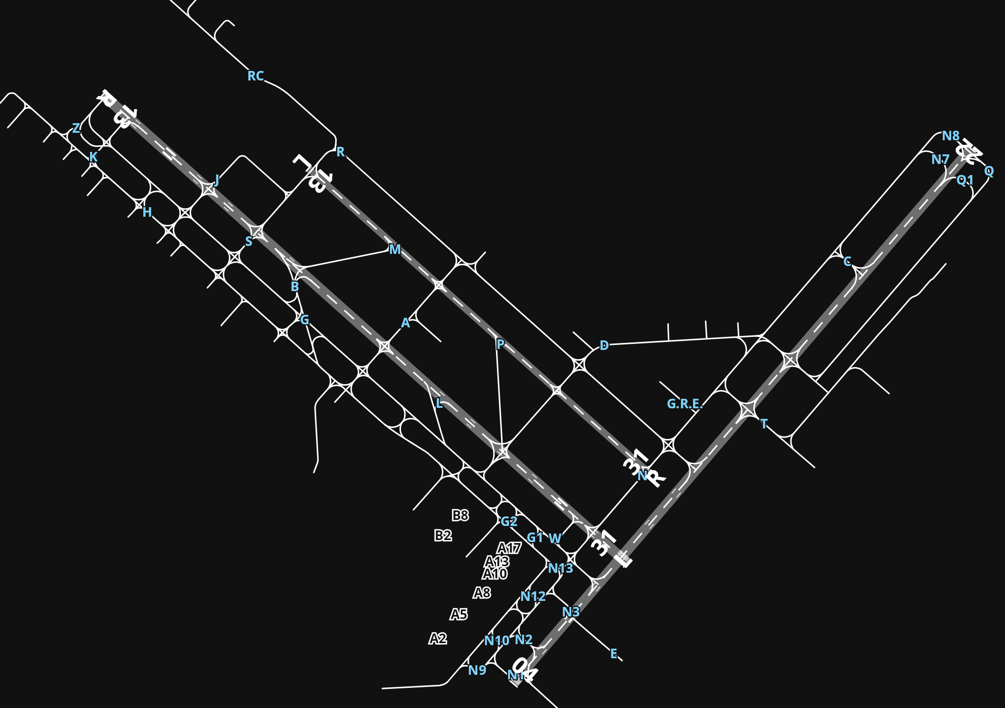 KSAT San Antonio International Airport airport diagram — runways, taxiways and parking stands