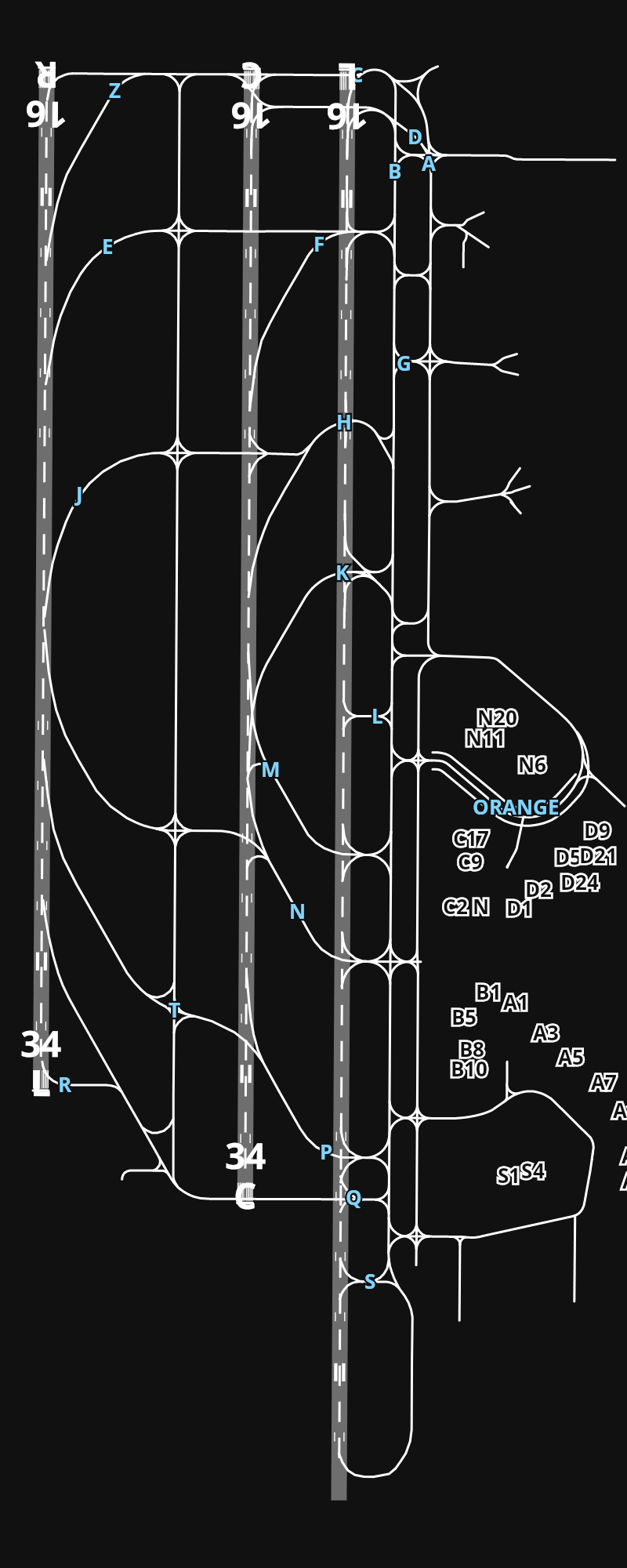 KSEA Seattle–Tacoma International Airport airport diagram — runways, taxiways and parking stands