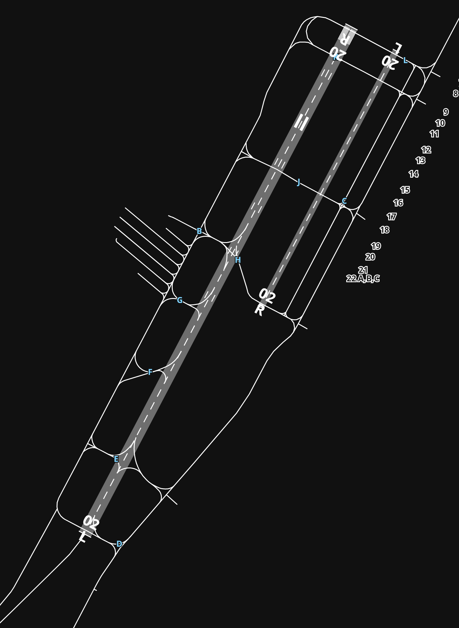 KSNA John Wayne Orange County International Airport airport diagram — runways, taxiways and parking stands