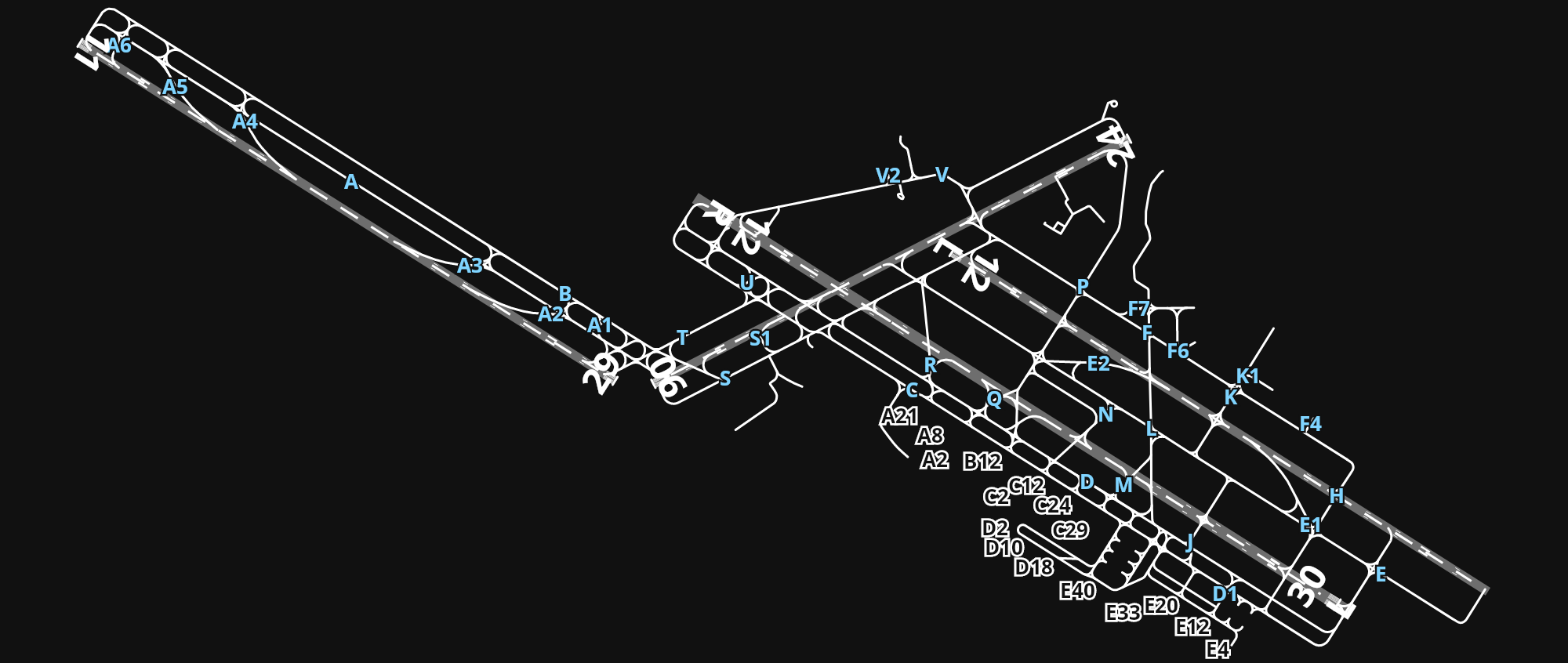 KSTL St. Louis Lambert International Airport airport diagram — runways, taxiways and parking stands