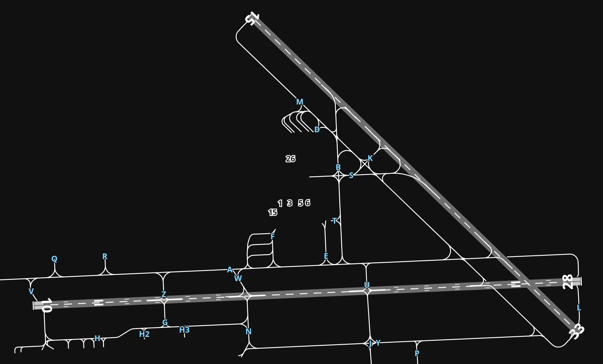 KSYR Syracuse Hancock International Airport airport diagram — runways, taxiways and parking stands